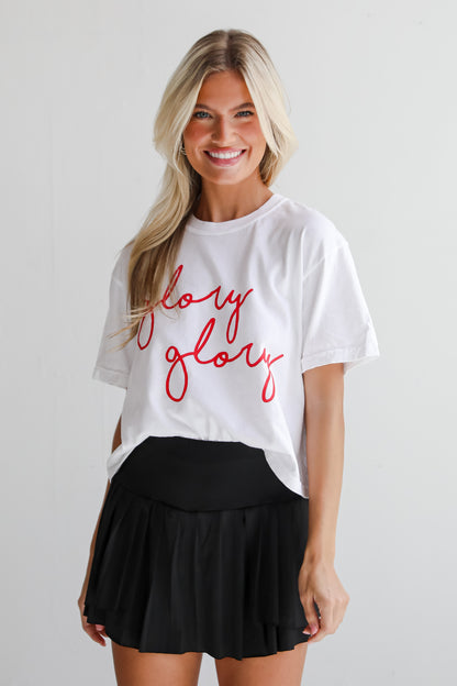 White Glory Glory Script Cropped Tee