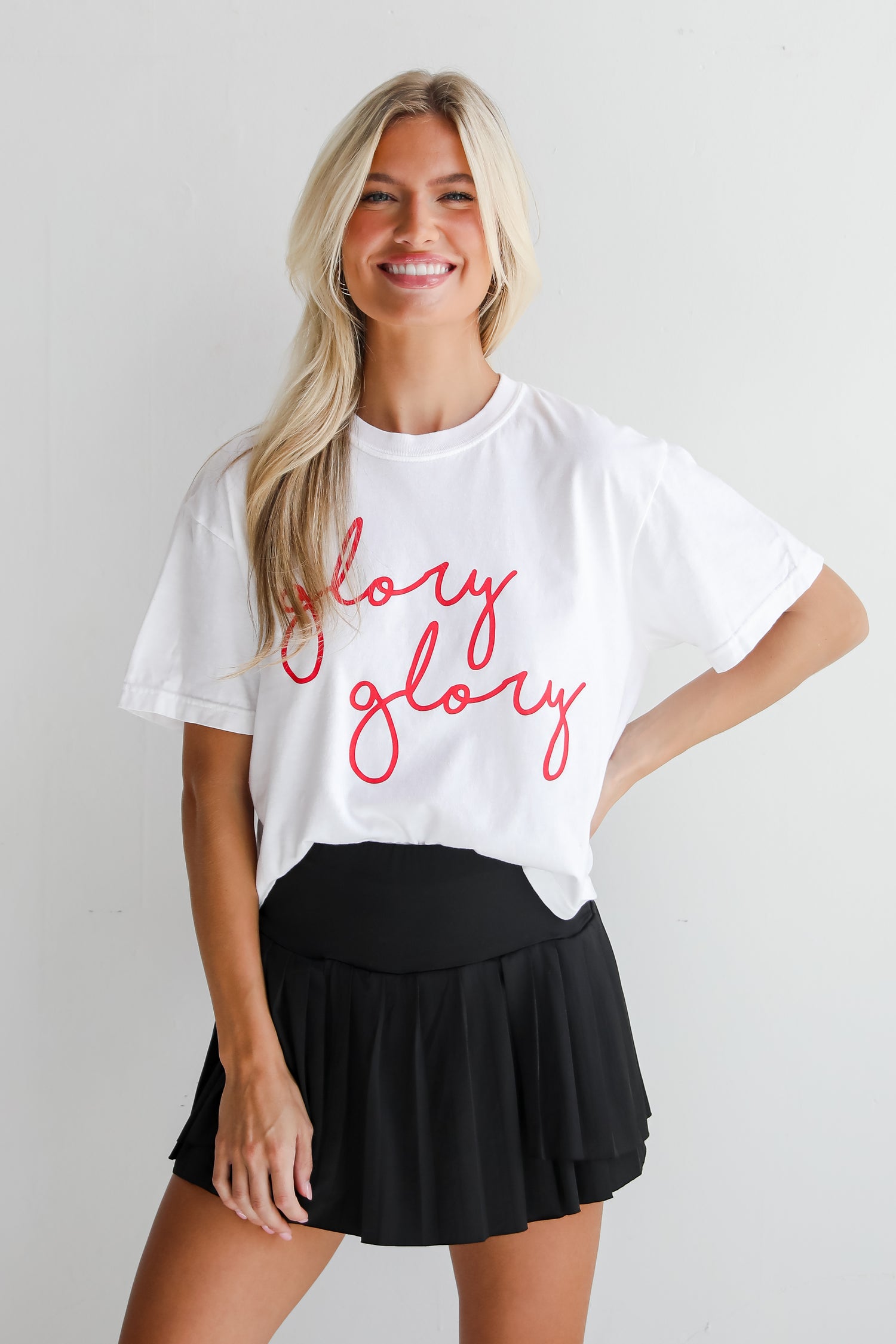 White Glory Glory Script Cropped Tee