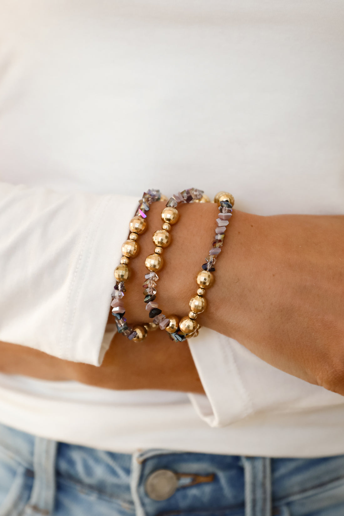 Alisha Gold Beaded Bracelet Set