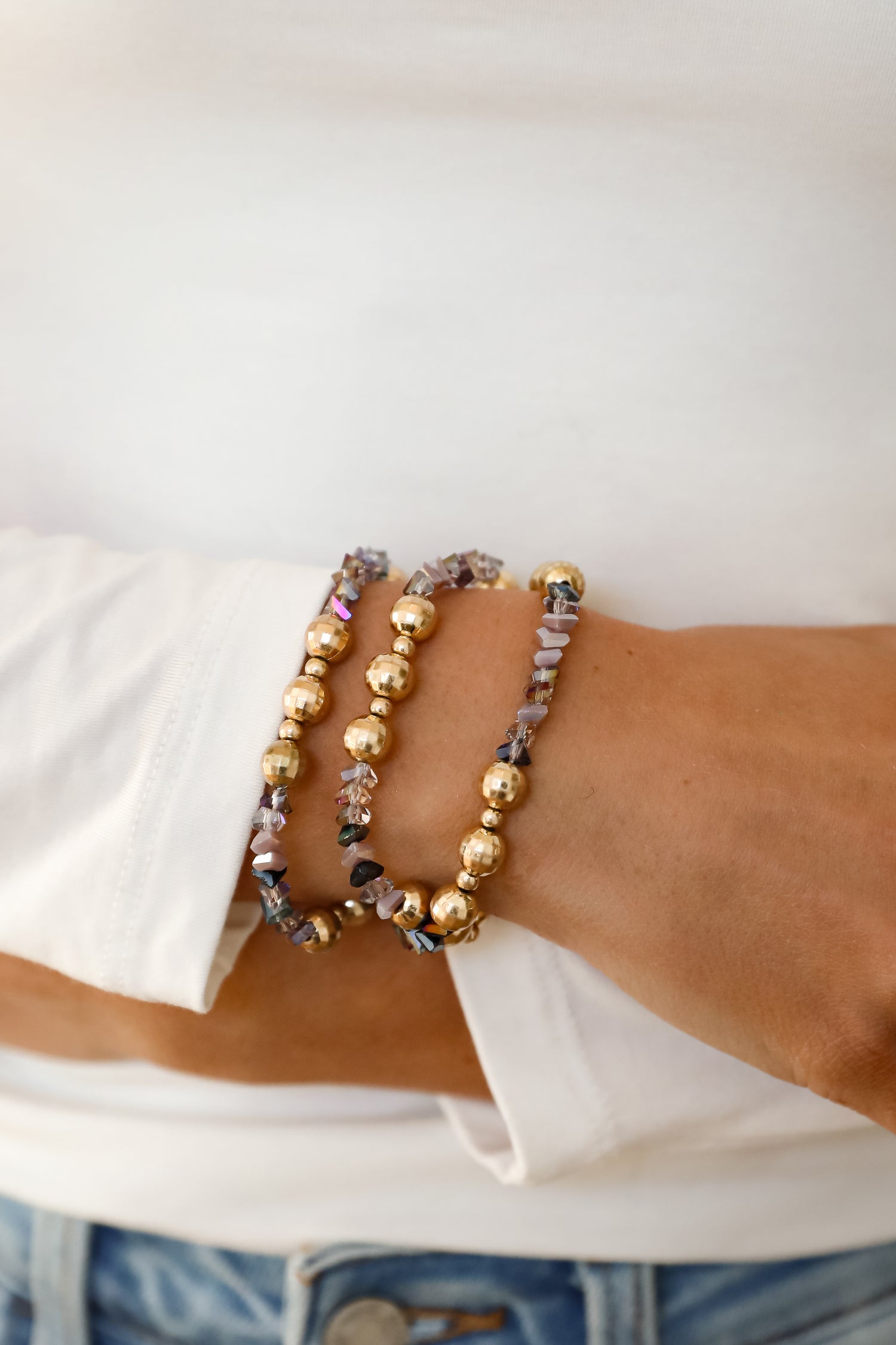 Alisha Gold Beaded Bracelet Set