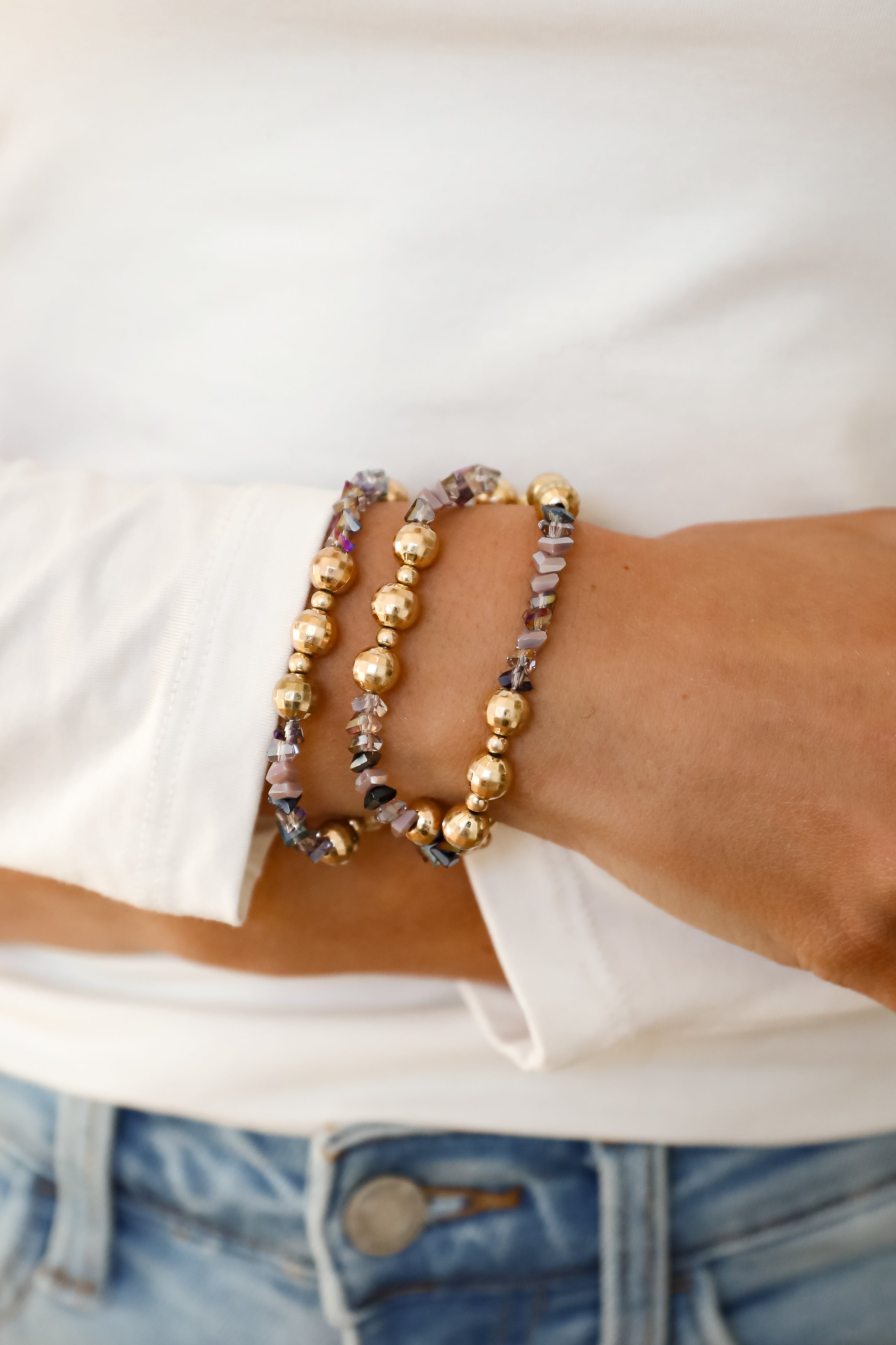 Alisha Gold Beaded Bracelet Set