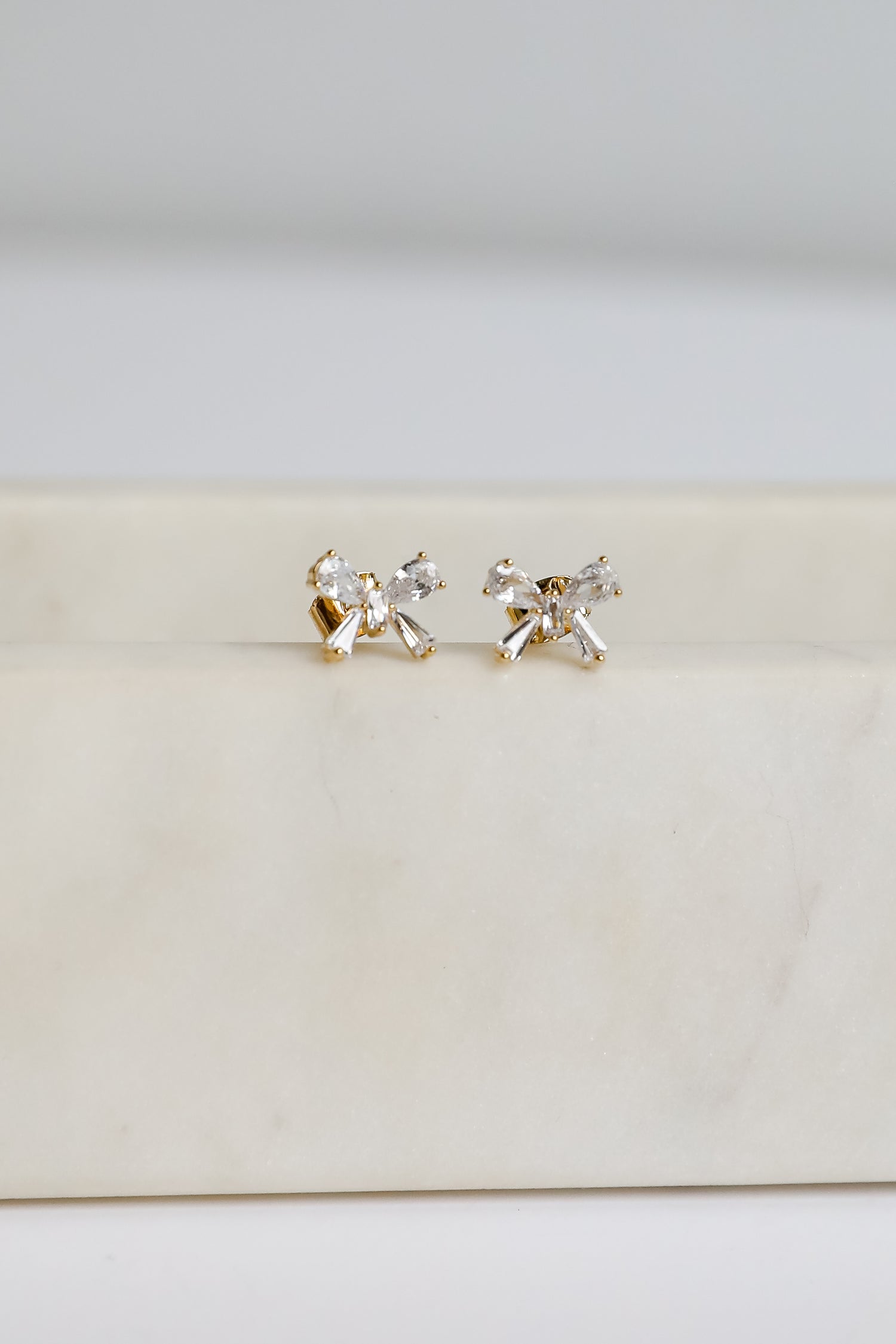 Claudia Gold Gemstone Bow Stud Earrings