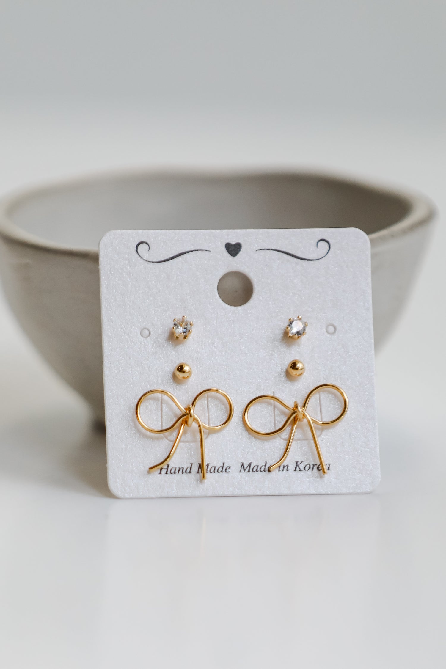 Kaylee Gold Bow Stud Earring Set