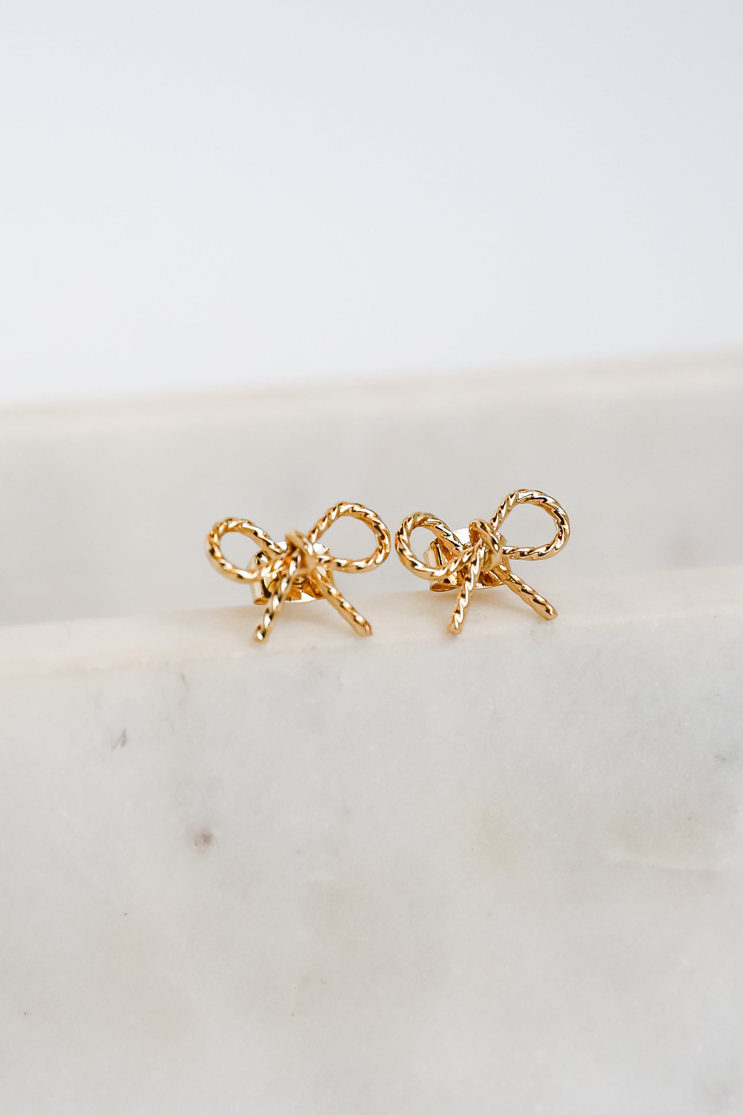 Elaine Gold Bow Stud Earrings