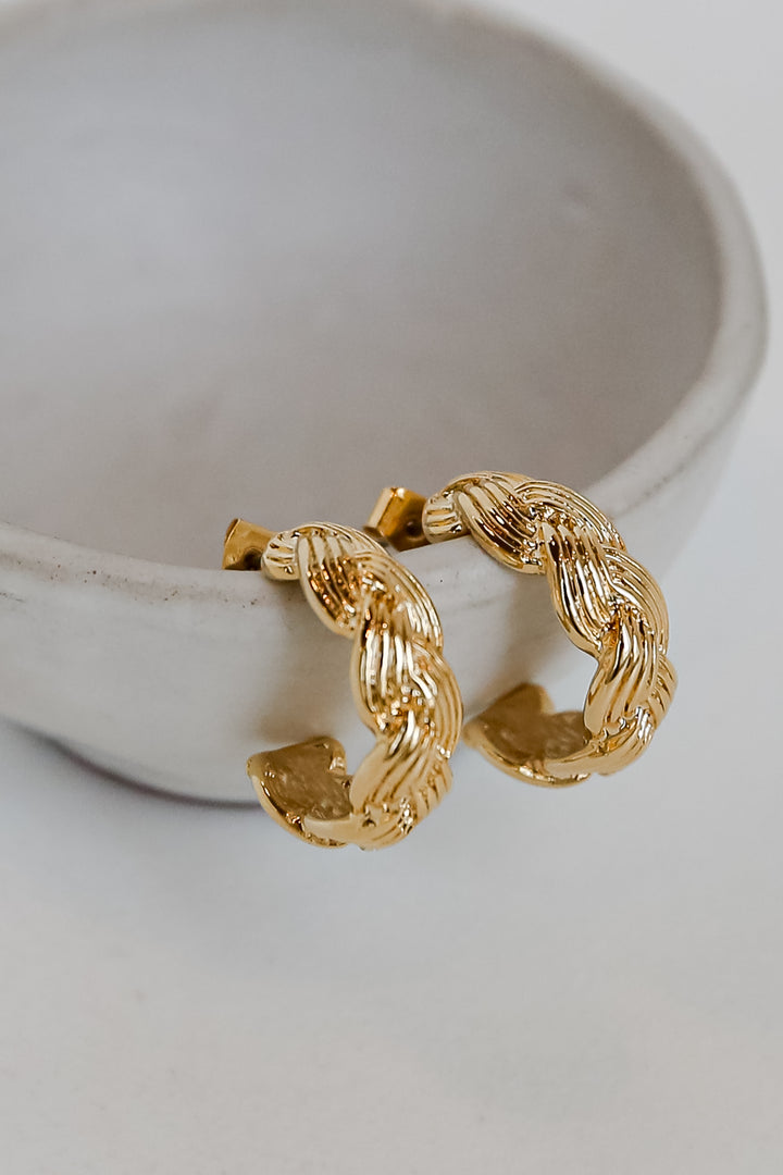 Gold Braided Hoop Earrings