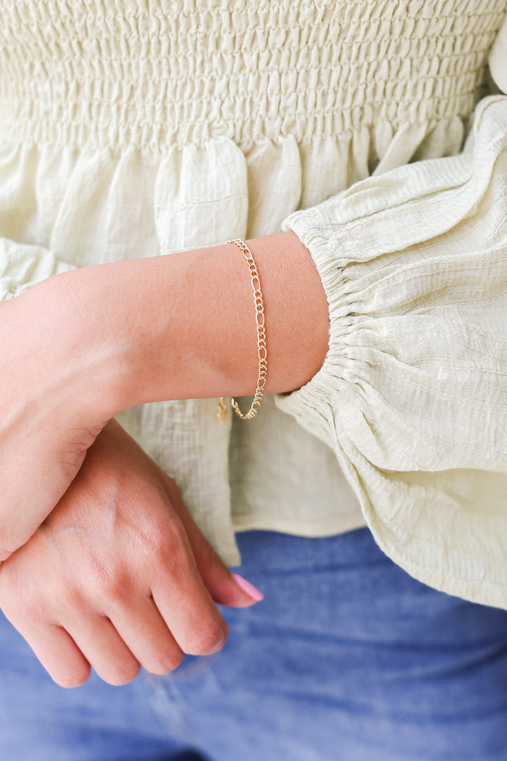 Gold Chainlink Bracelet on model