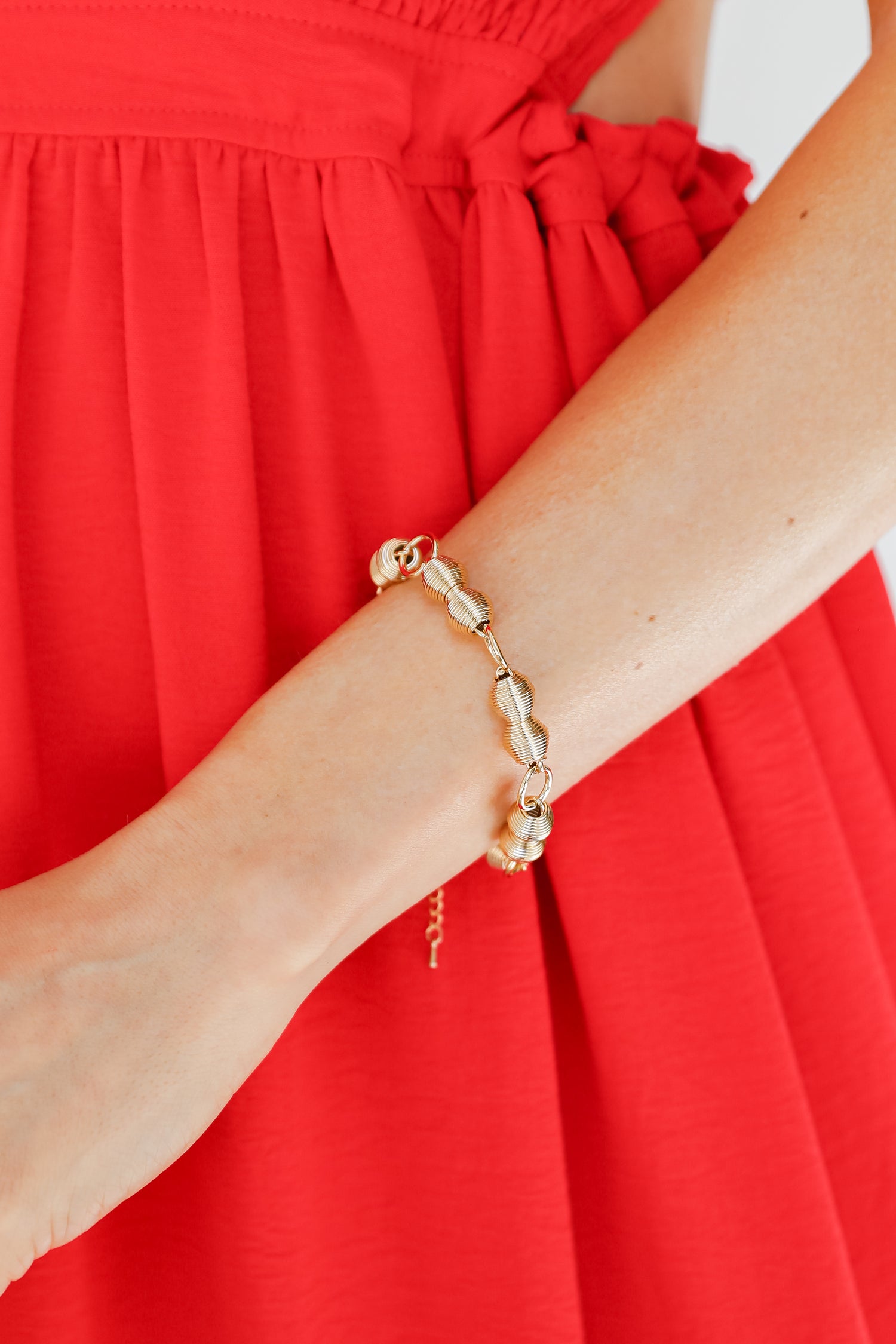 Gold Chainlink Bracelet on model