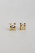 Hayley Gold "H" Rhinestone Stud Earrings