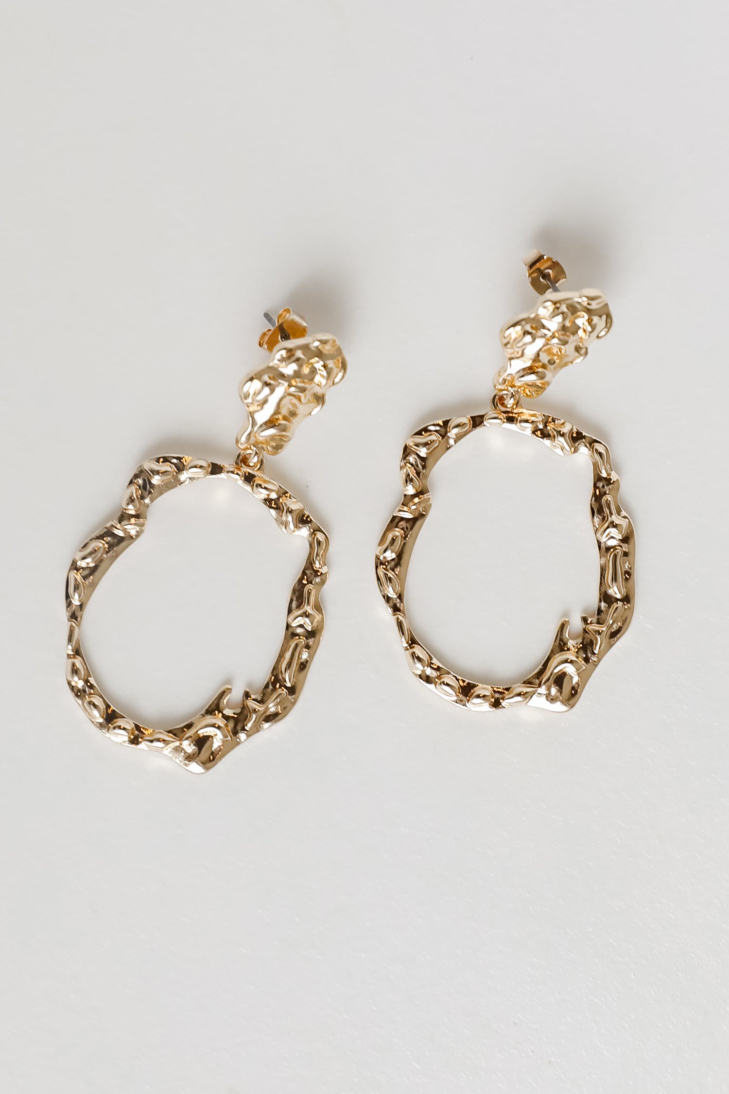 Samantha Gold Hammered Drop Earrings