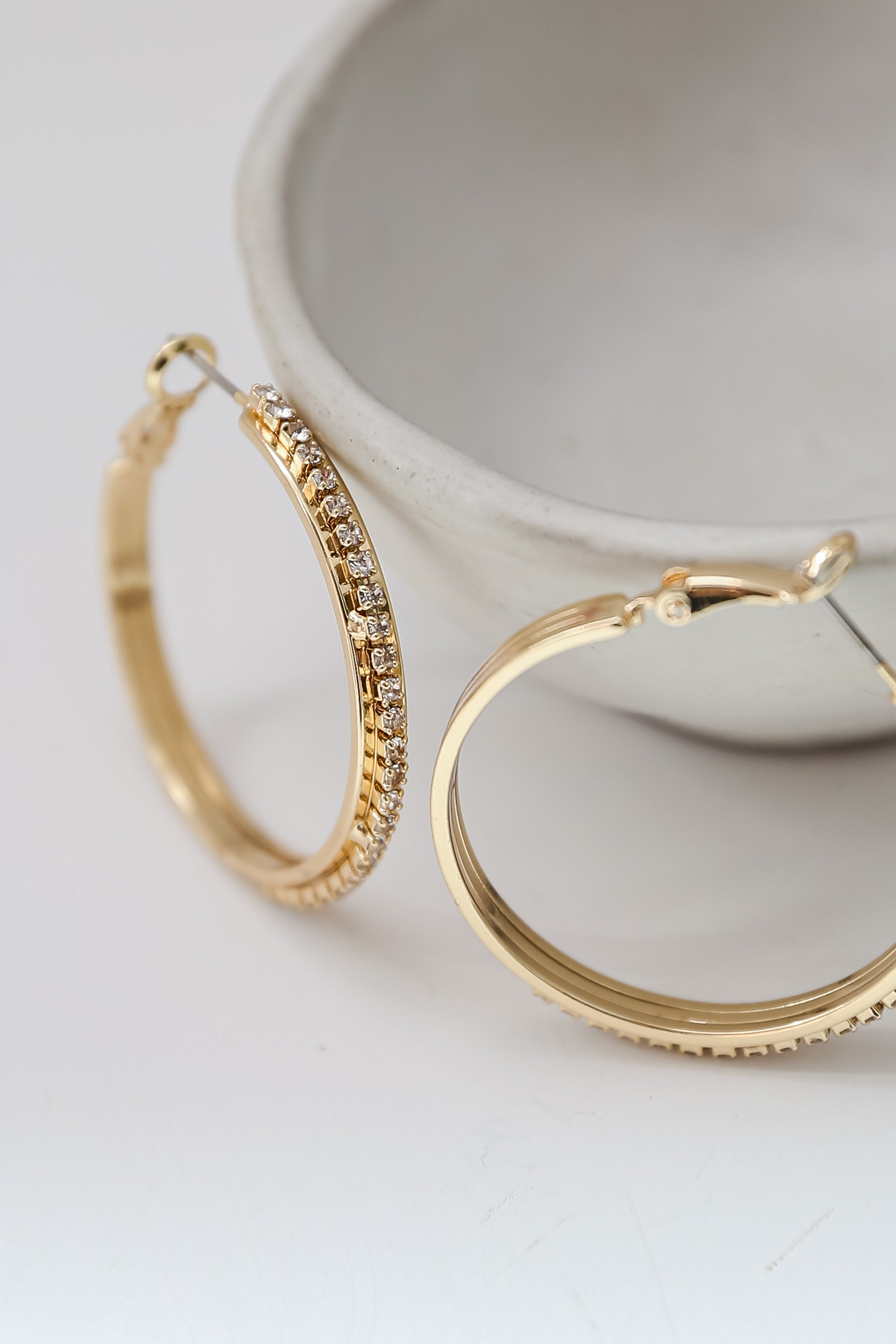 Gold Rhinestone Hoop Earrings