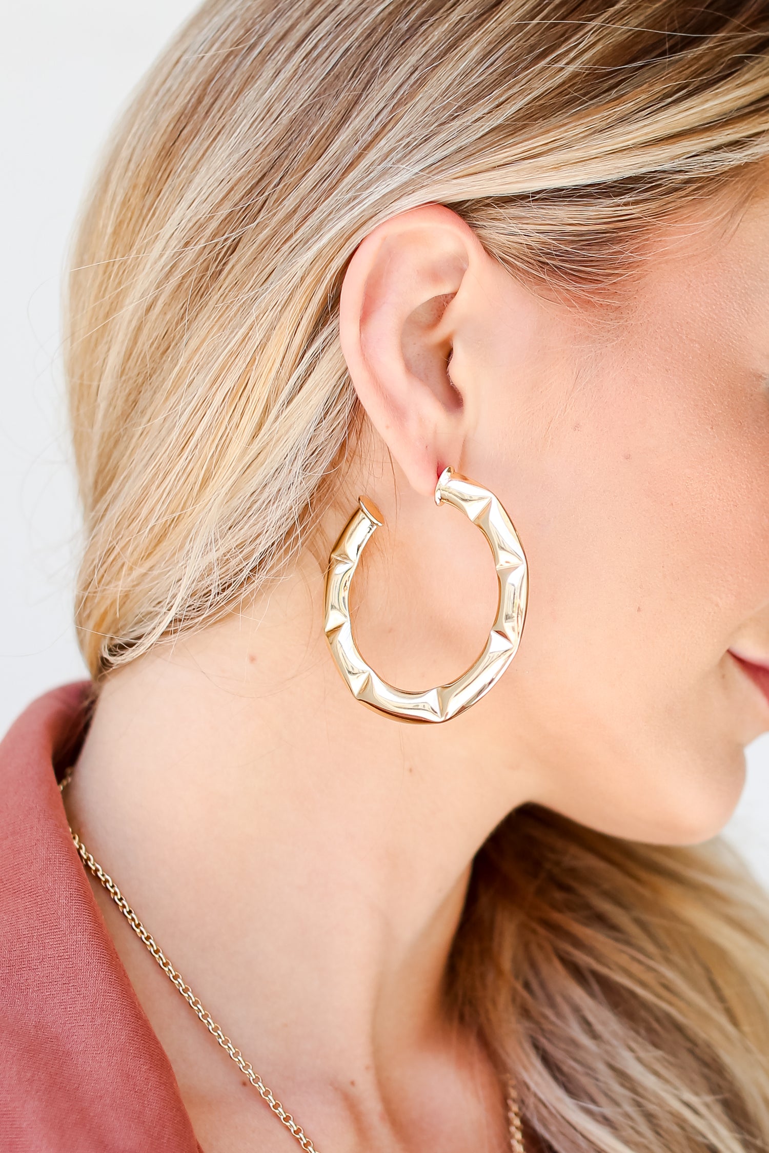 Gold Hoop Earrings on model