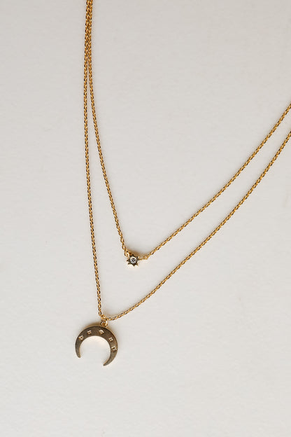 Gold Crescent Horn Layered Necklace