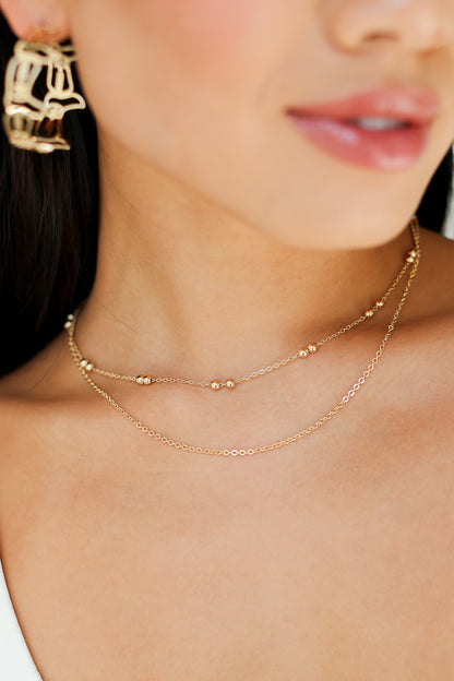 Gold Layered Chain Necklace close up