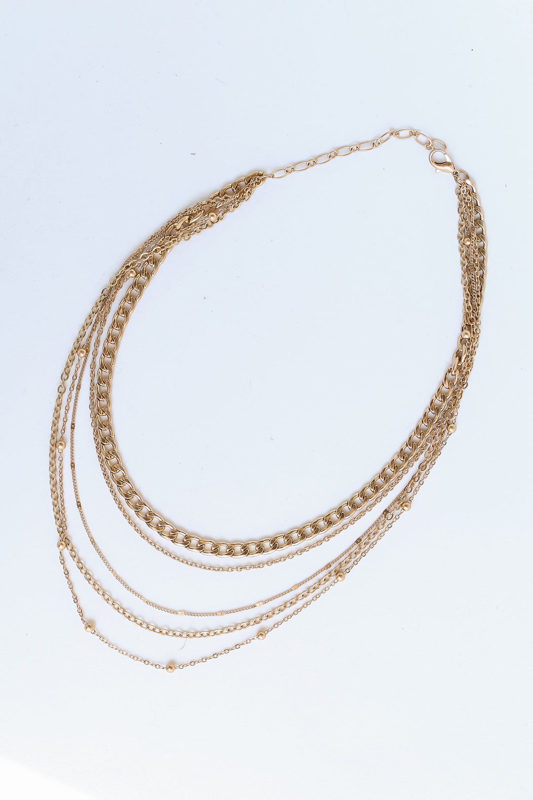 Gold Chain Layered Necklace flat lay