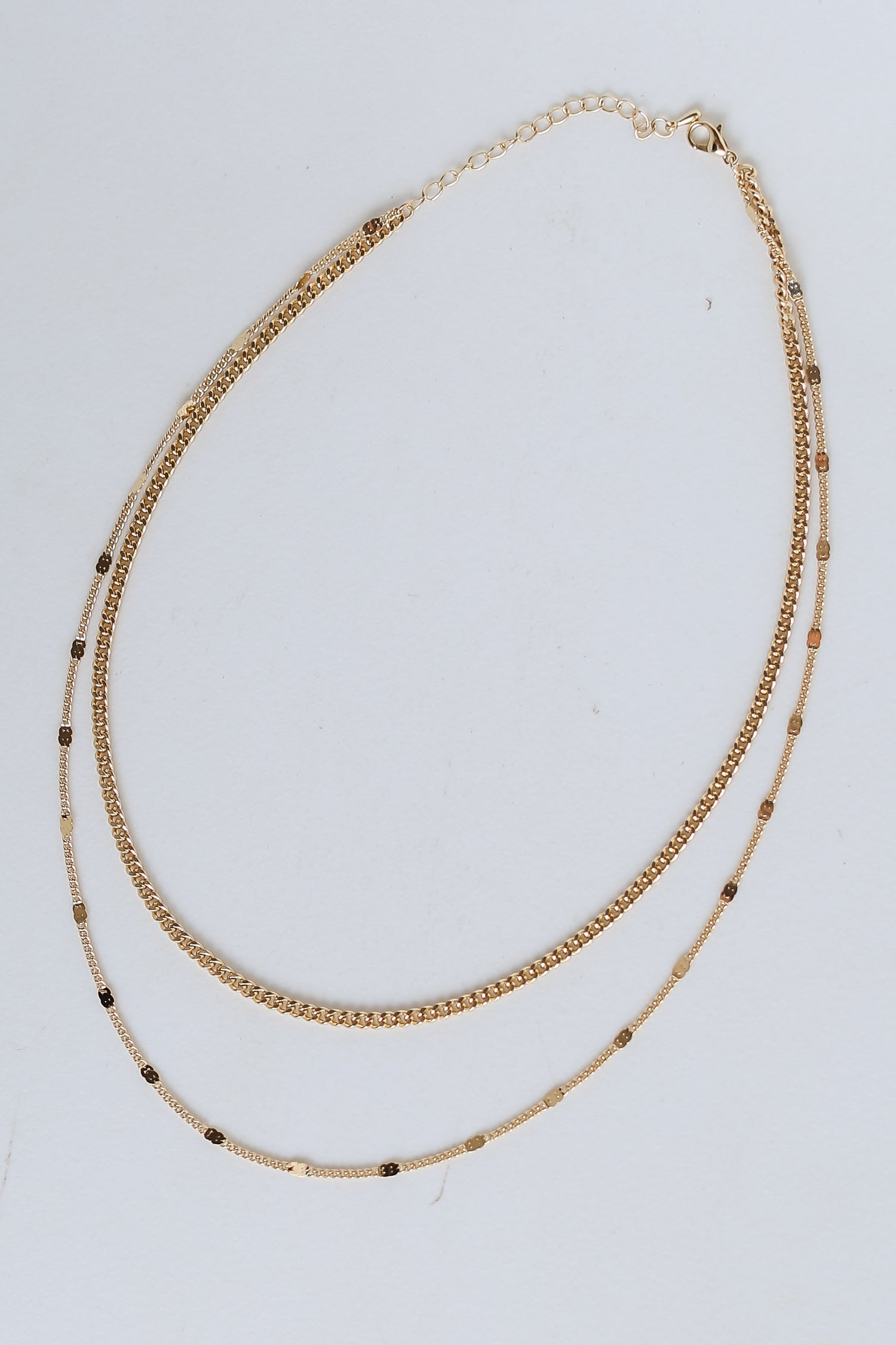 Gold Layered Chain Necklace flat lay