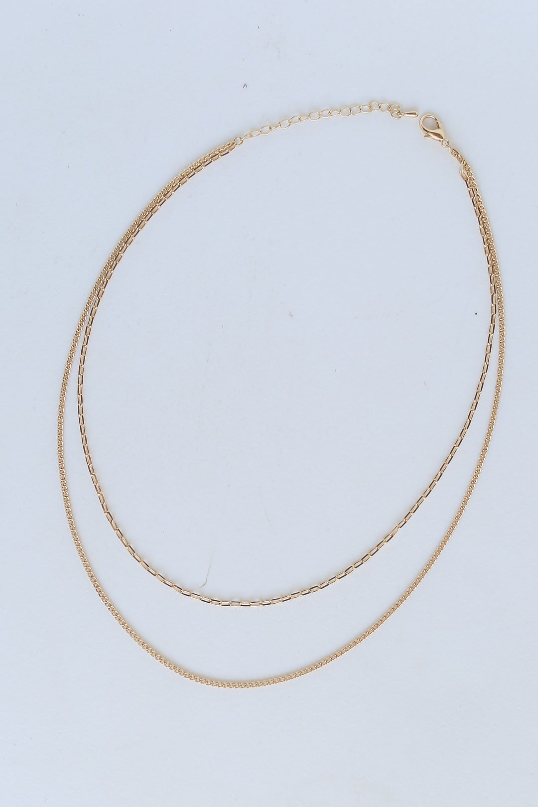 Gold Layered Chain Necklace flat lay