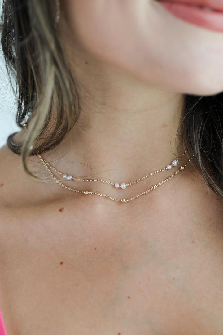 Brooke Gold Pearl Layered Chain Necklace