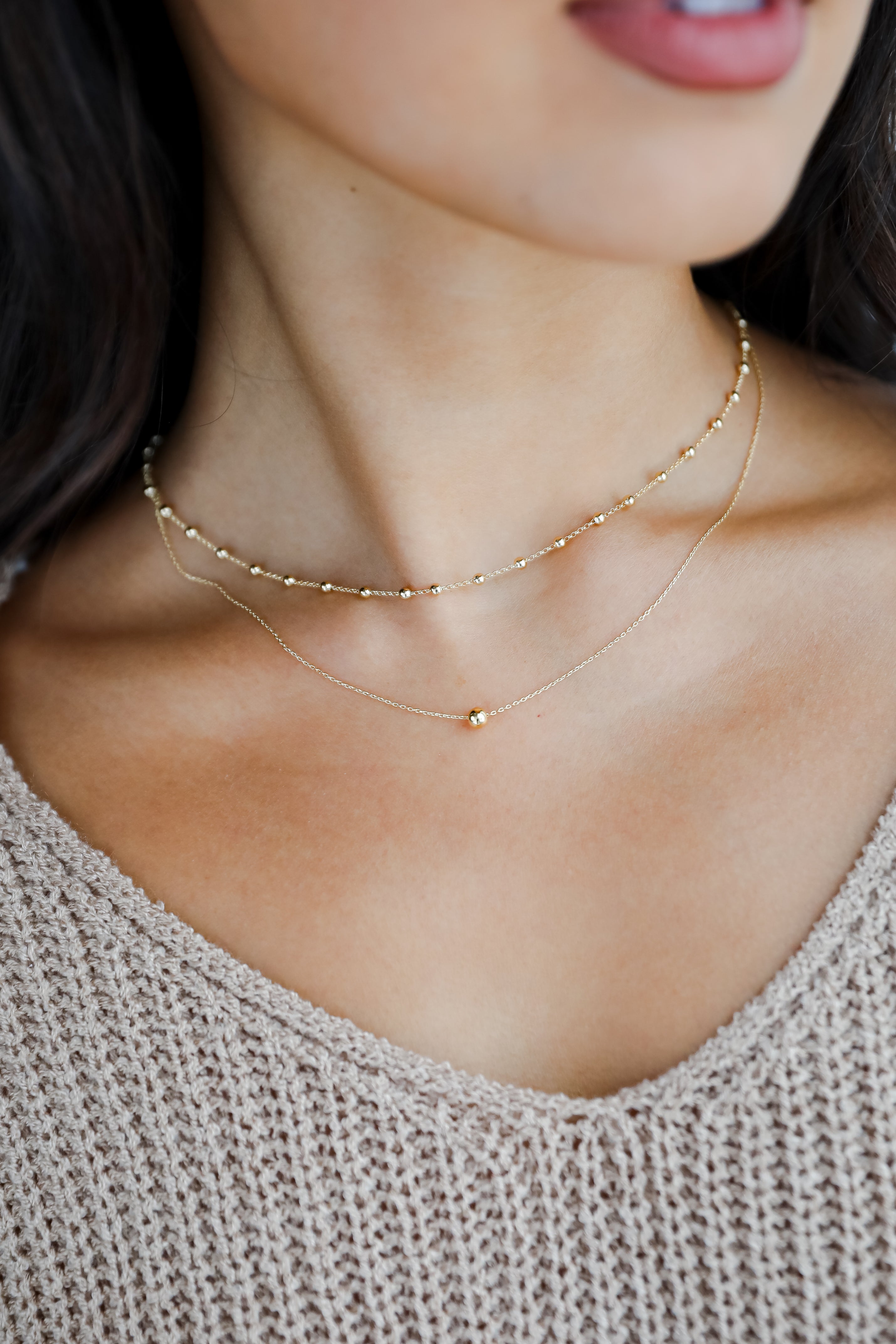 Vanessa Gold Ball Chain Layered Necklace