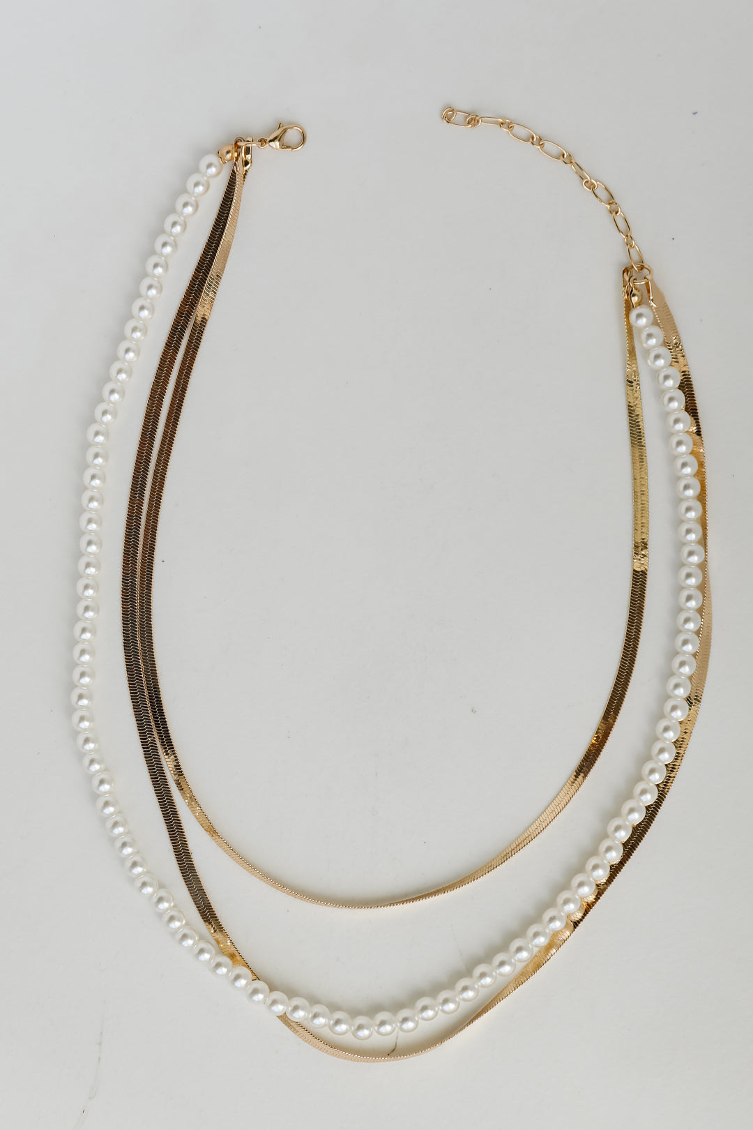 Katy Gold Pearl Layered Chain Necklace