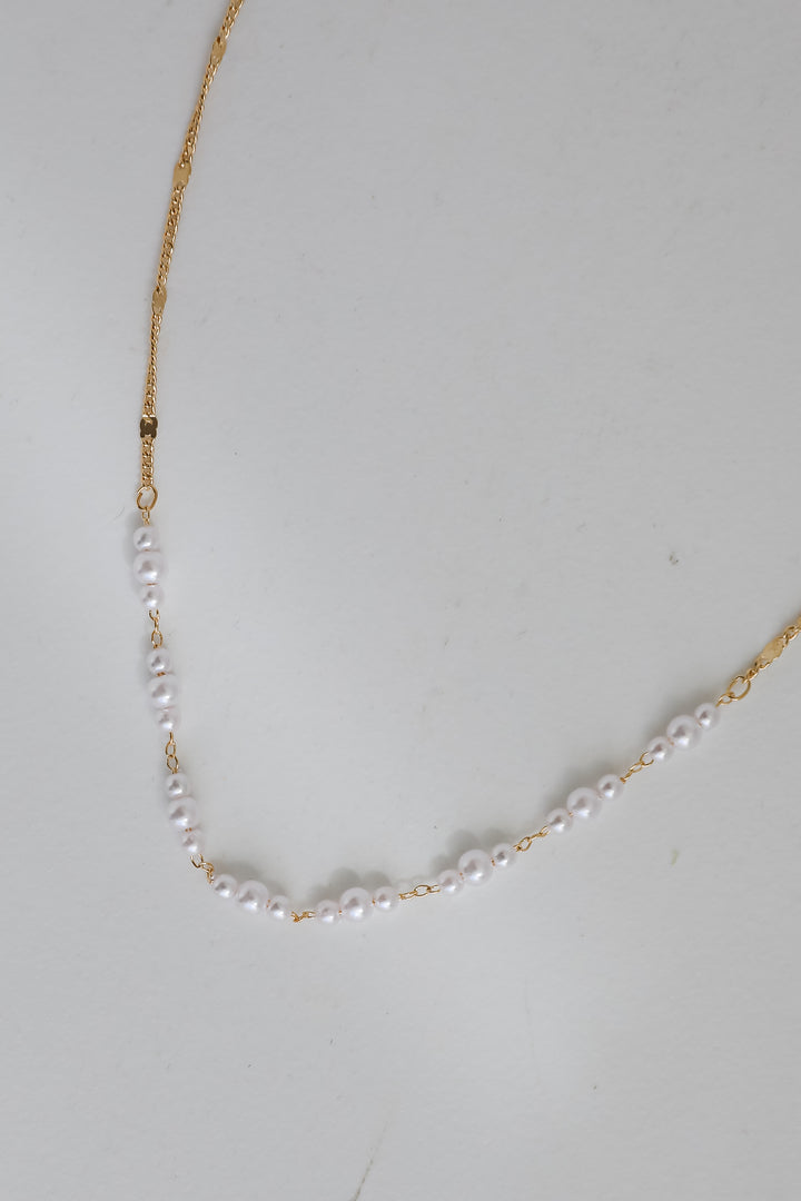 Gold Pearl Chain Necklace