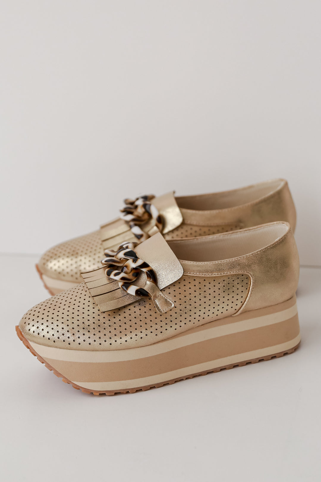 cute Gold Platform Sneakers