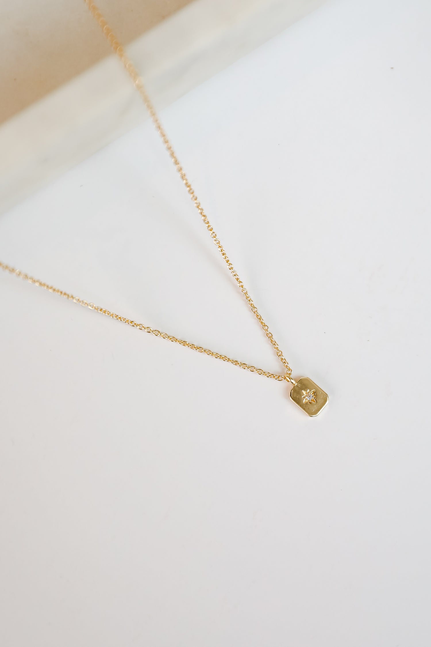 Daniella Gold Rectangle Charm Necklace