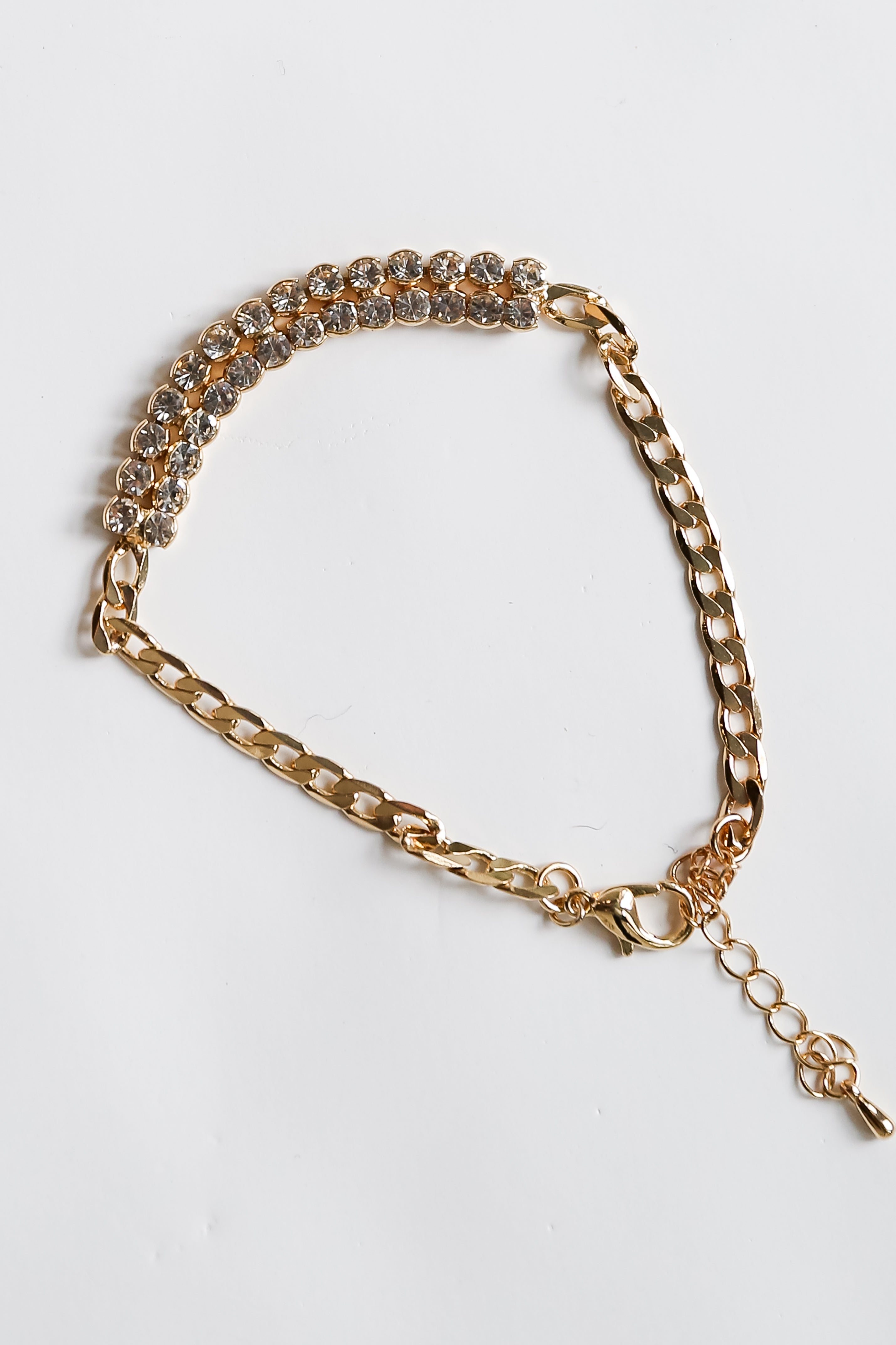 Gold Rhinestone Chain Bracelet