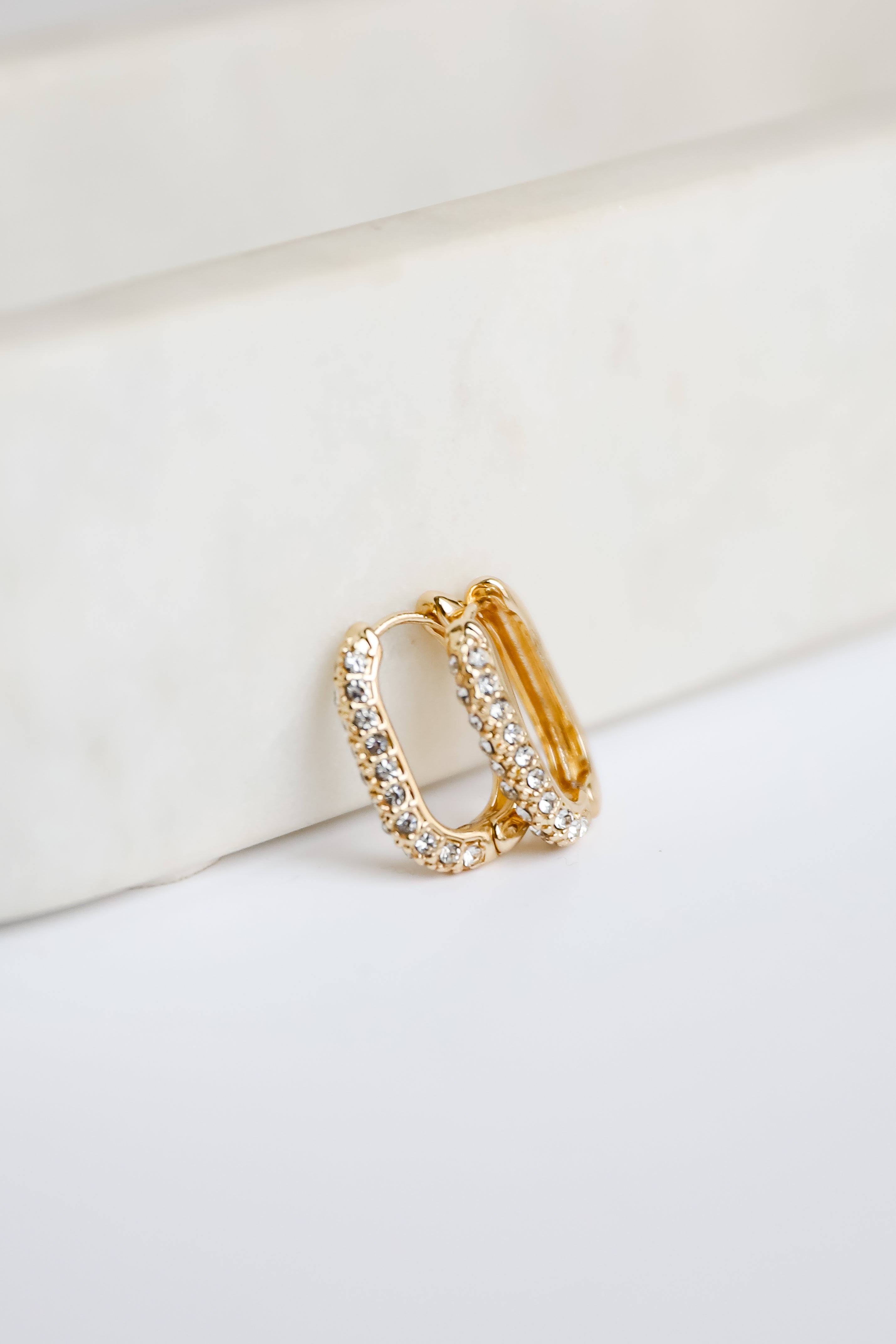 Cora Gold Rhinestone Oval Hoop Earrings