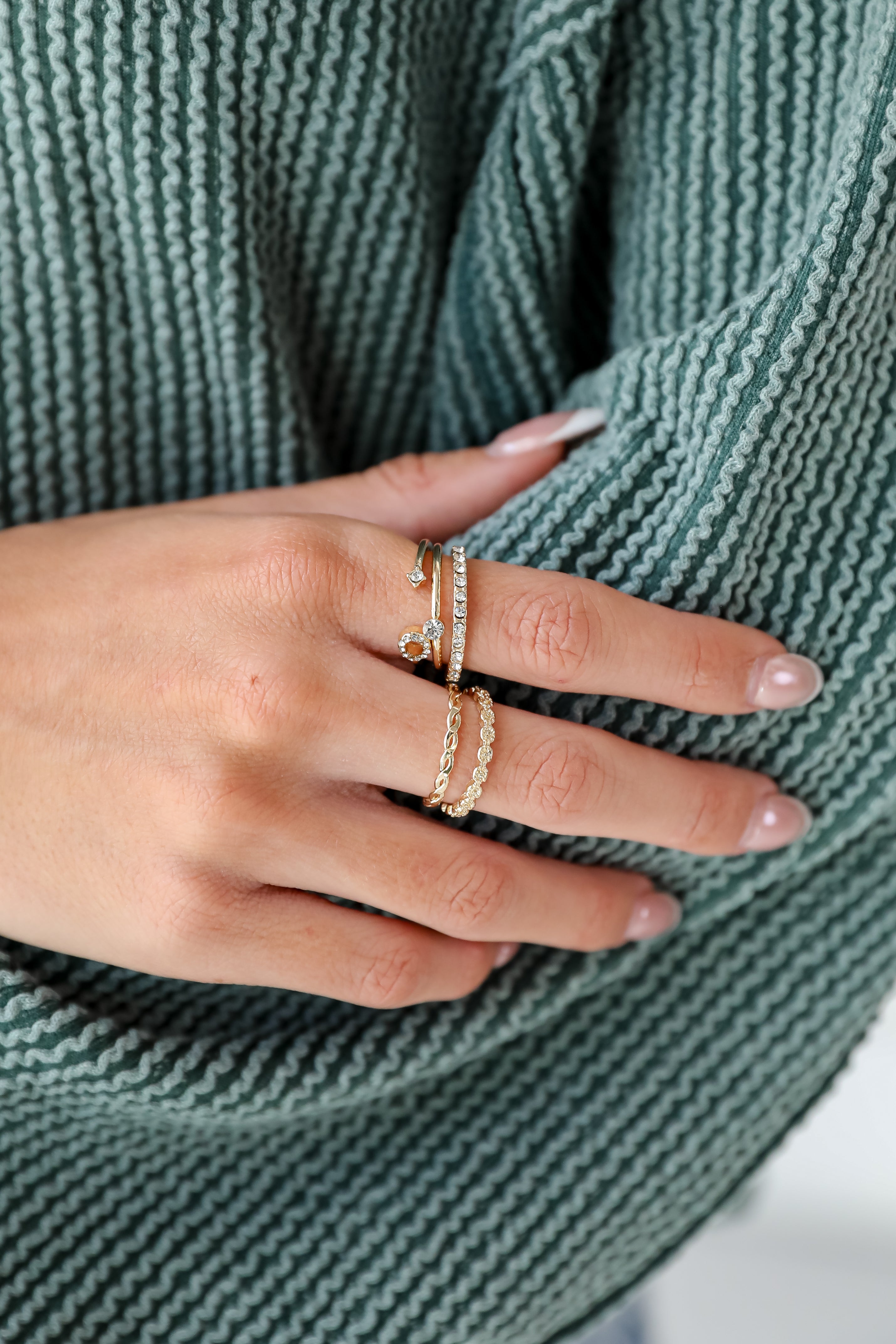 Aspen Gold Rhinestone Ring Set