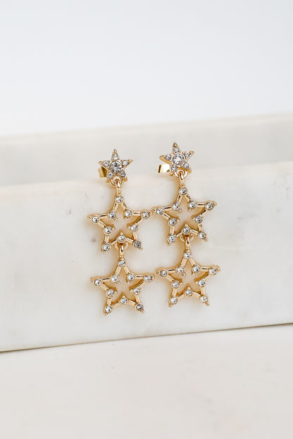 Rachel Gold Rhinestone Star Drop Earrings