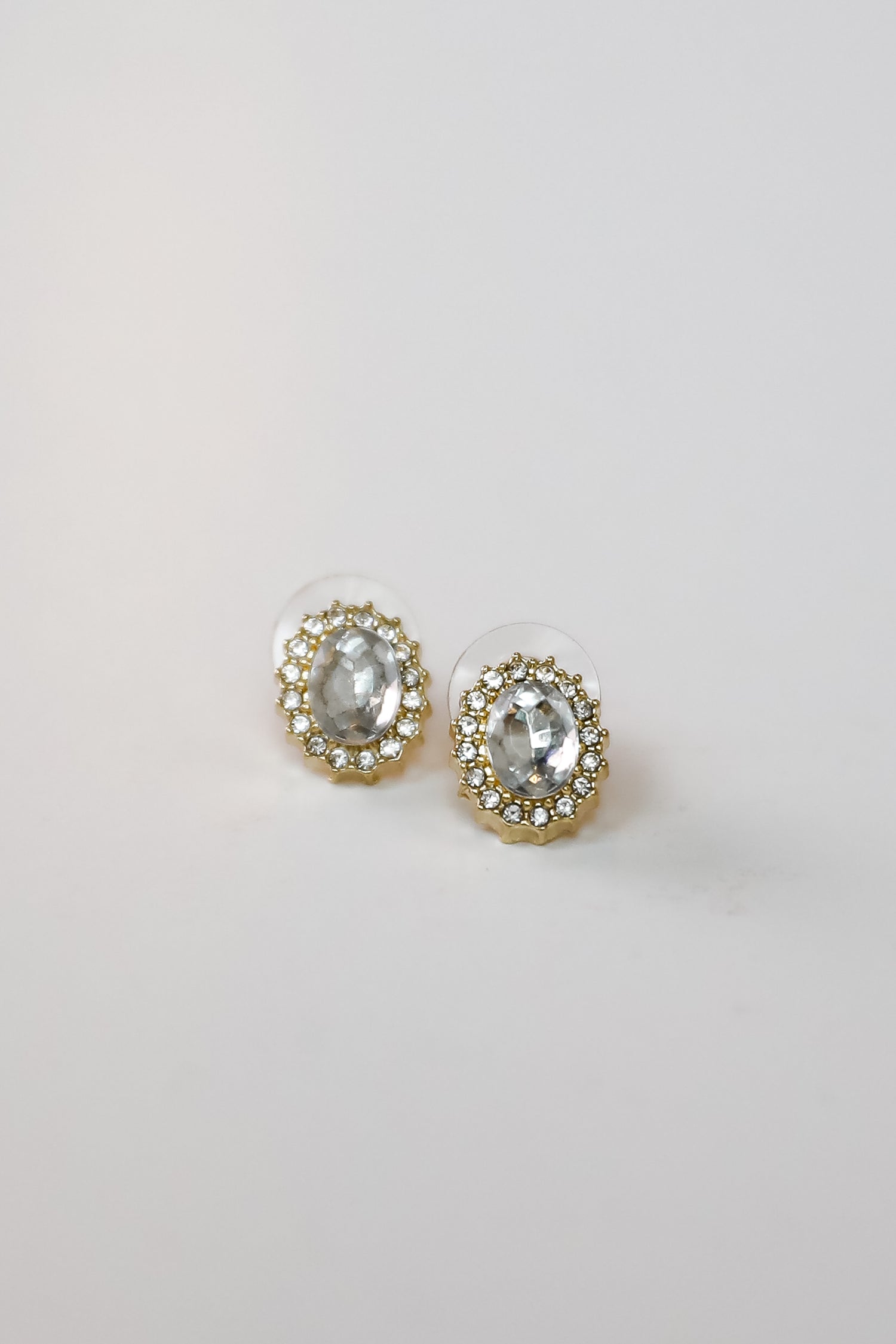 Carrie Gold Rhinestone Stud Earrings