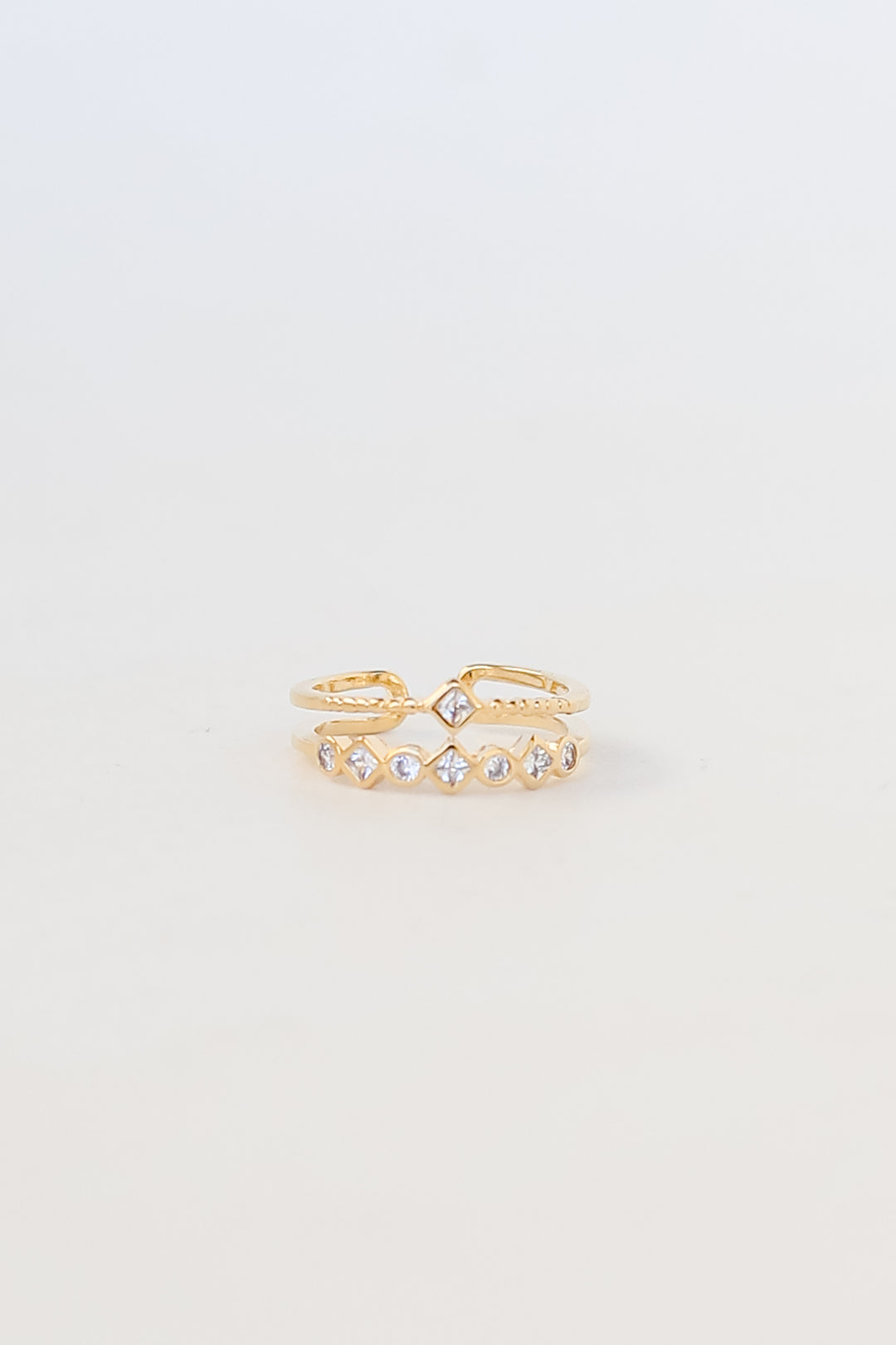 Gold Rhinestone Double Ring