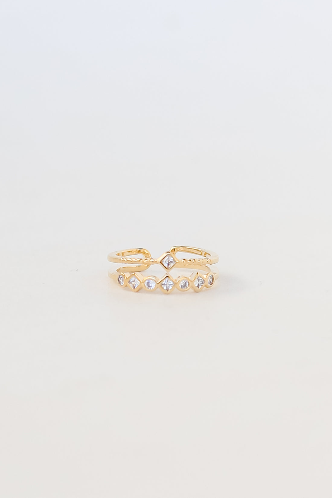 Gold Rhinestone Double Ring