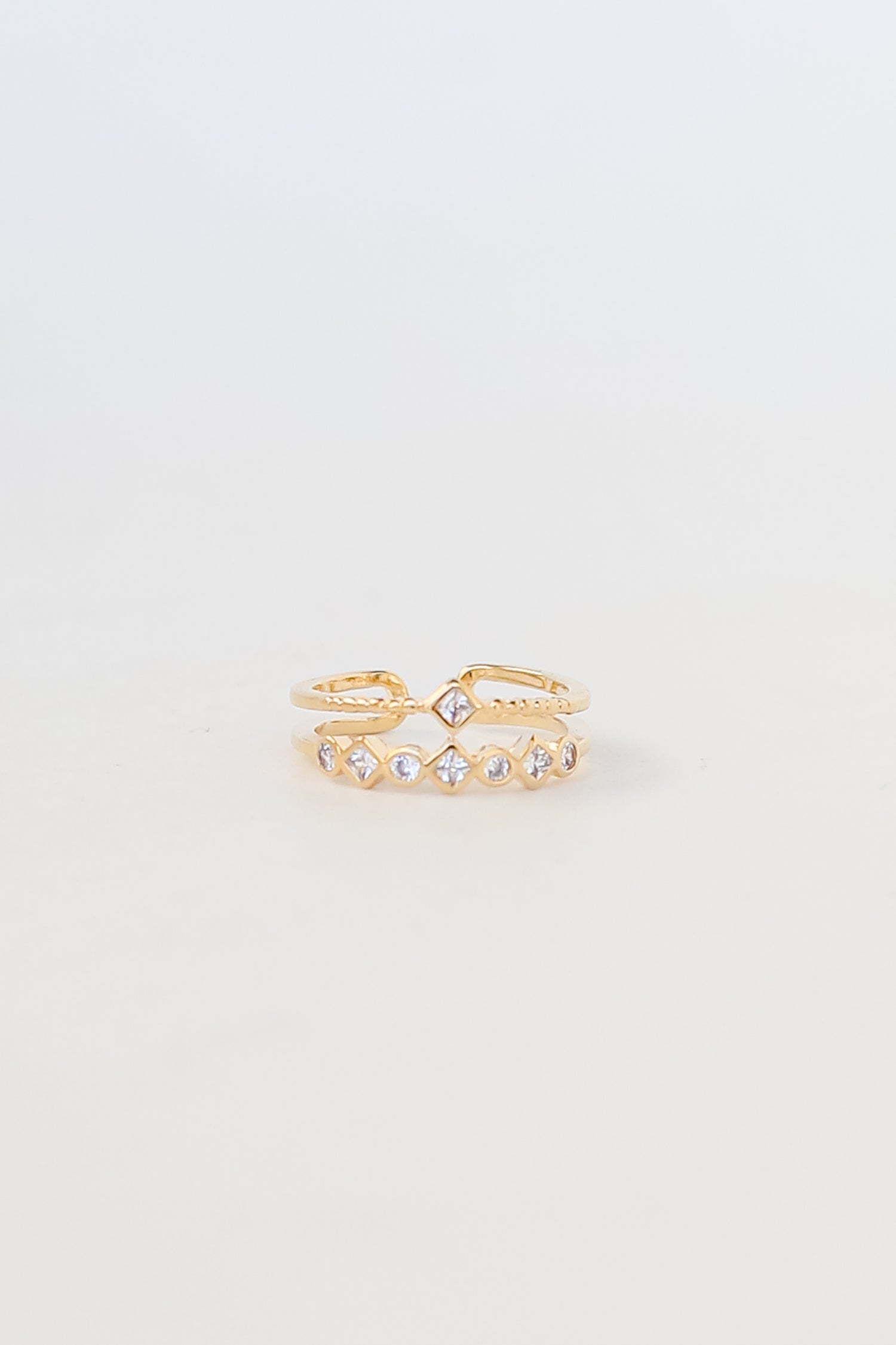 Gold Rhinestone Double Ring