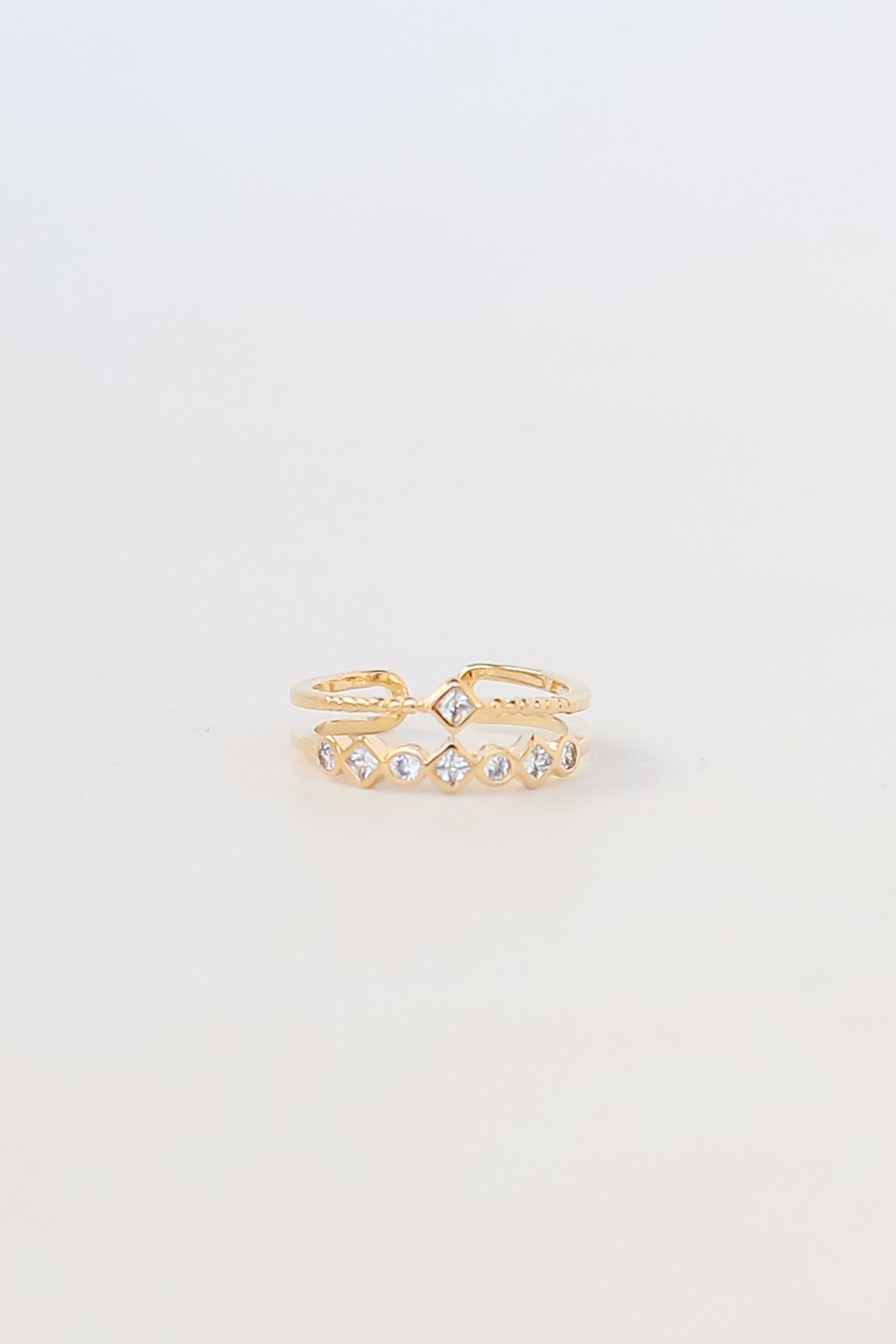 Gold Rhinestone Double Ring