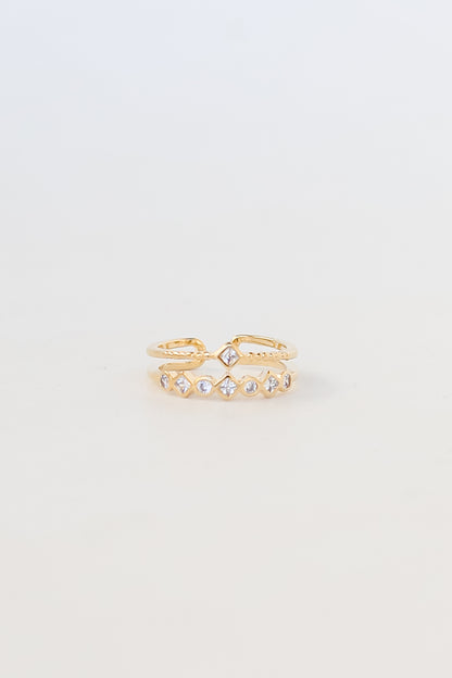 Gold Rhinestone Double Ring