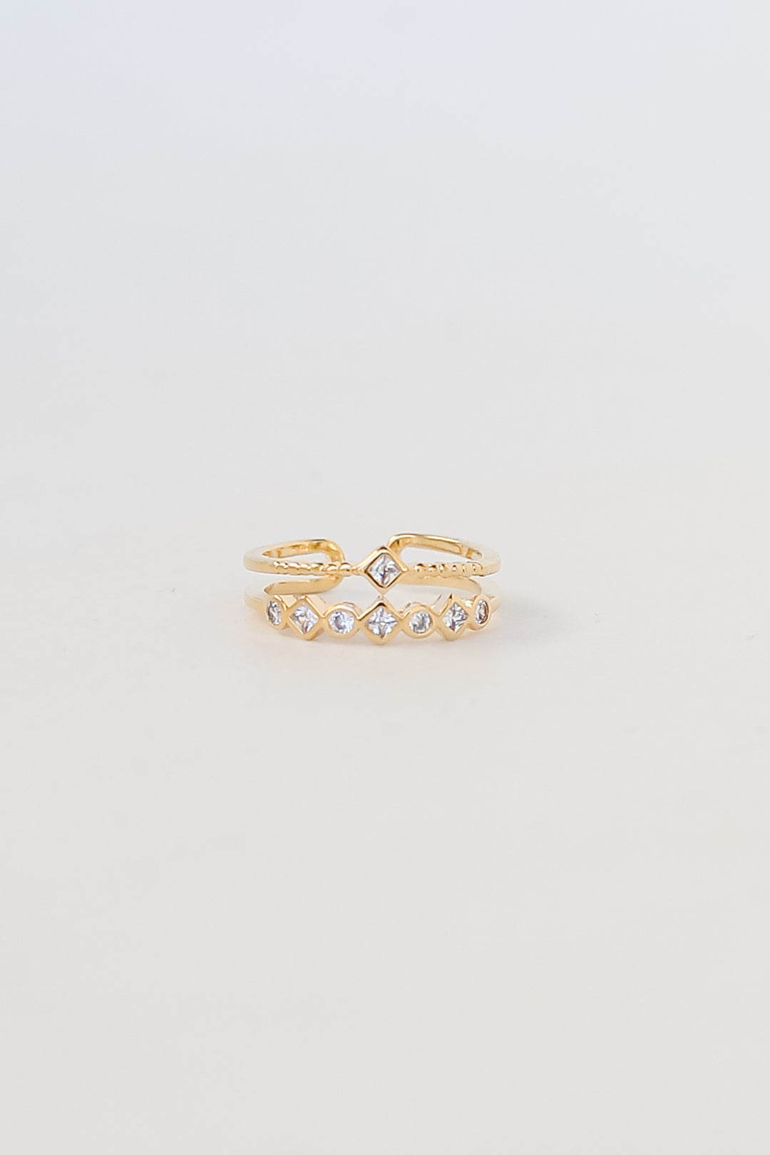 cute Gold Rhinestone Double Ring