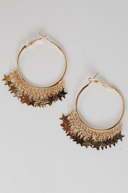 Maddy Gold Star Charm Hoop Earrings