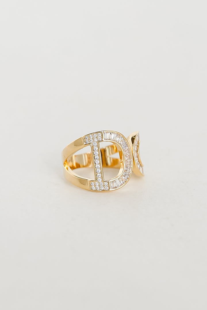 trendy Gold Rhinestone "I Do" Ring