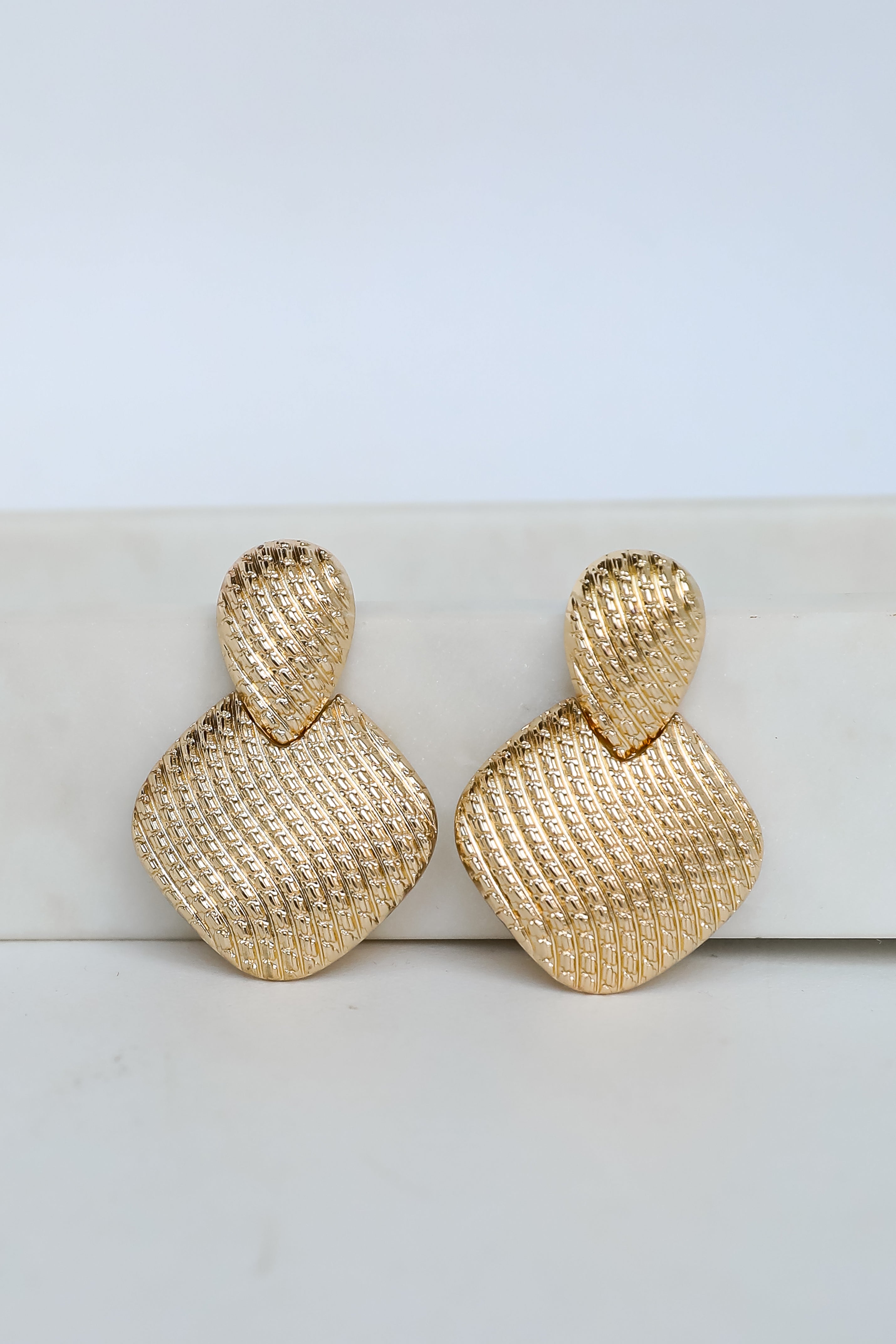 Natalie Gold Textured Statement Earrings