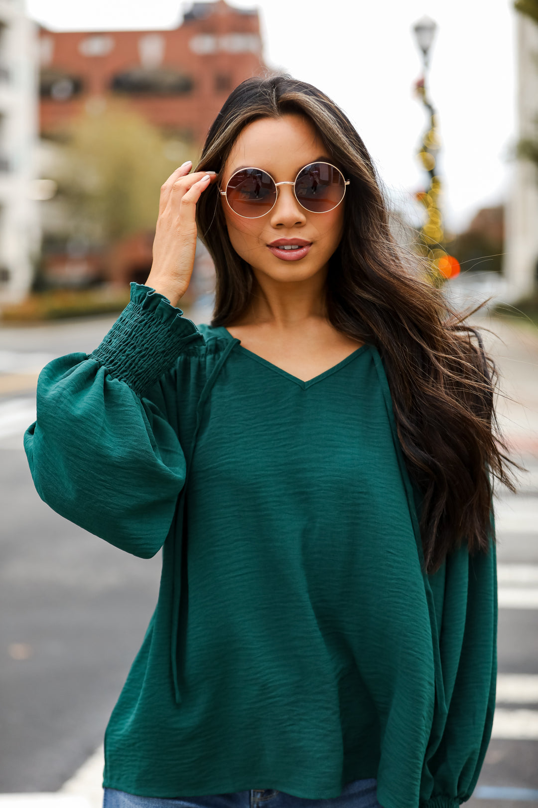 cute Hunter Green Blouse