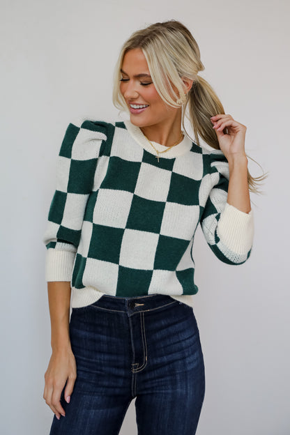 Cozy Excellence Green Checkered Sweater