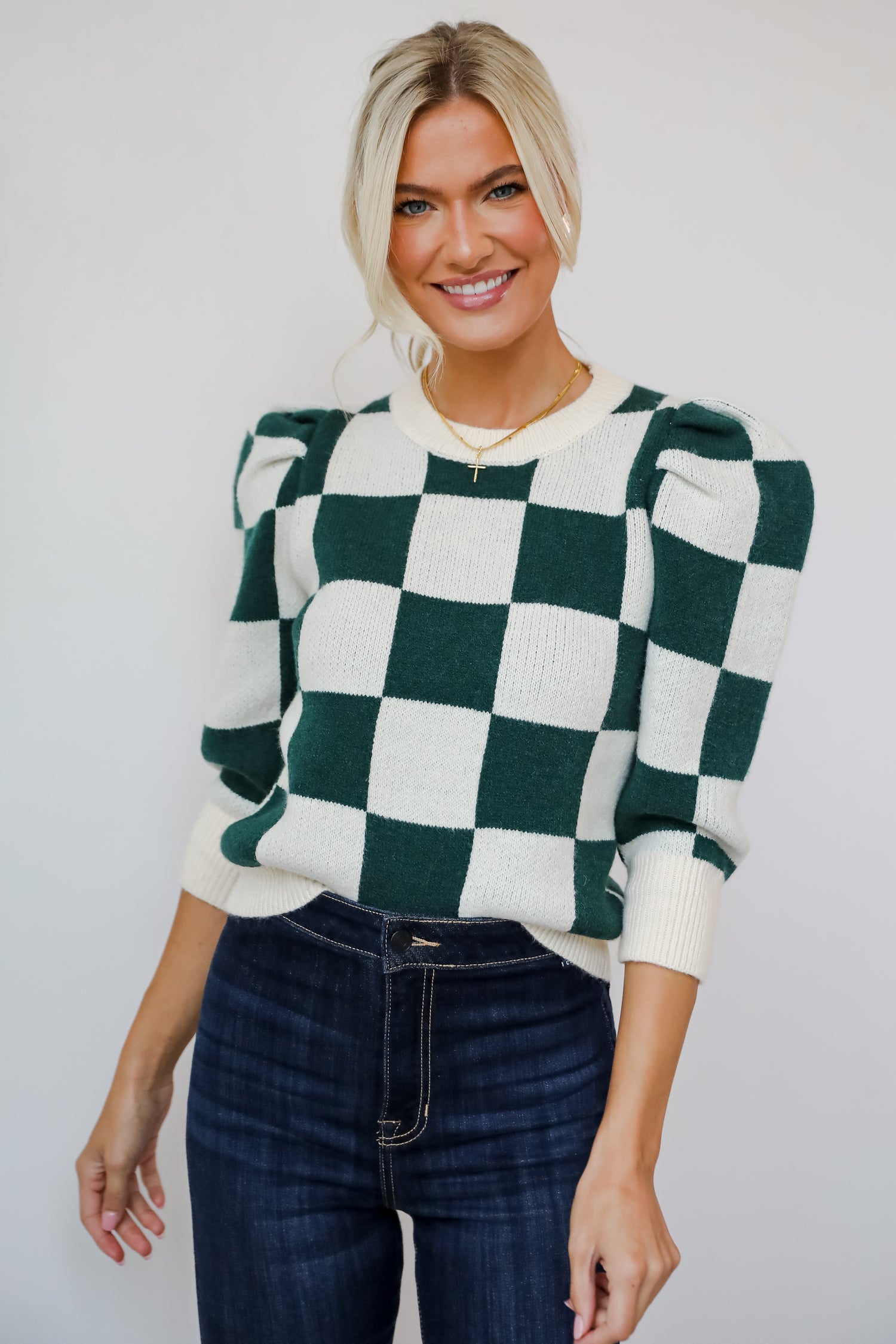 Cozy Excellence Green Checkered Sweater