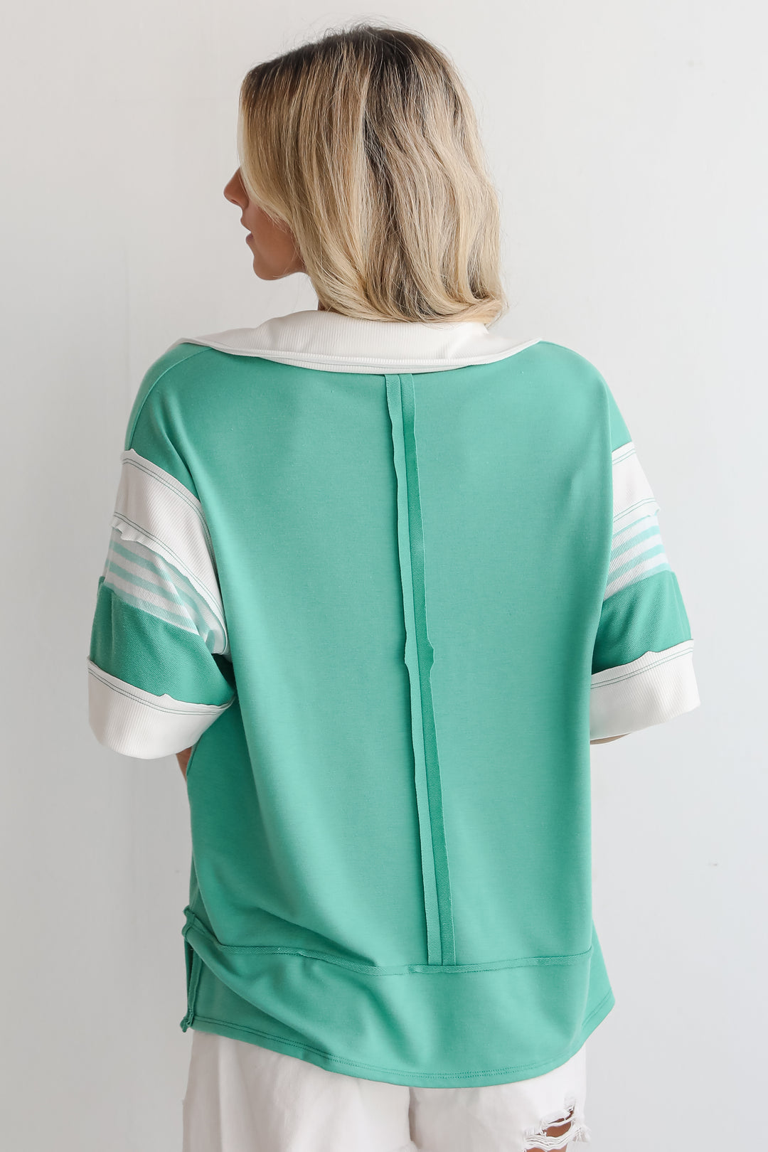 Trending Adoration Green Collared Top