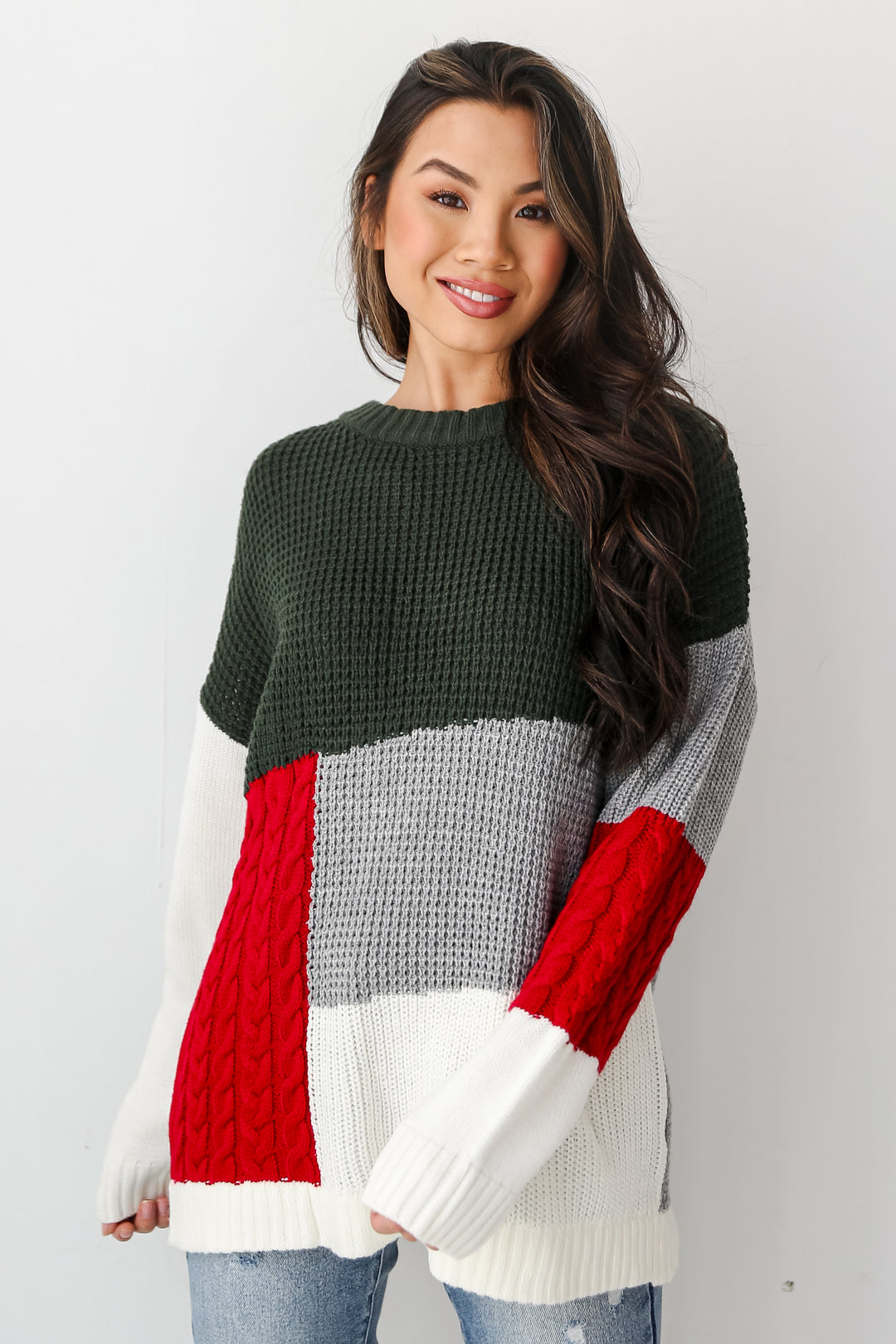 Color Block Oversized Sweater front view