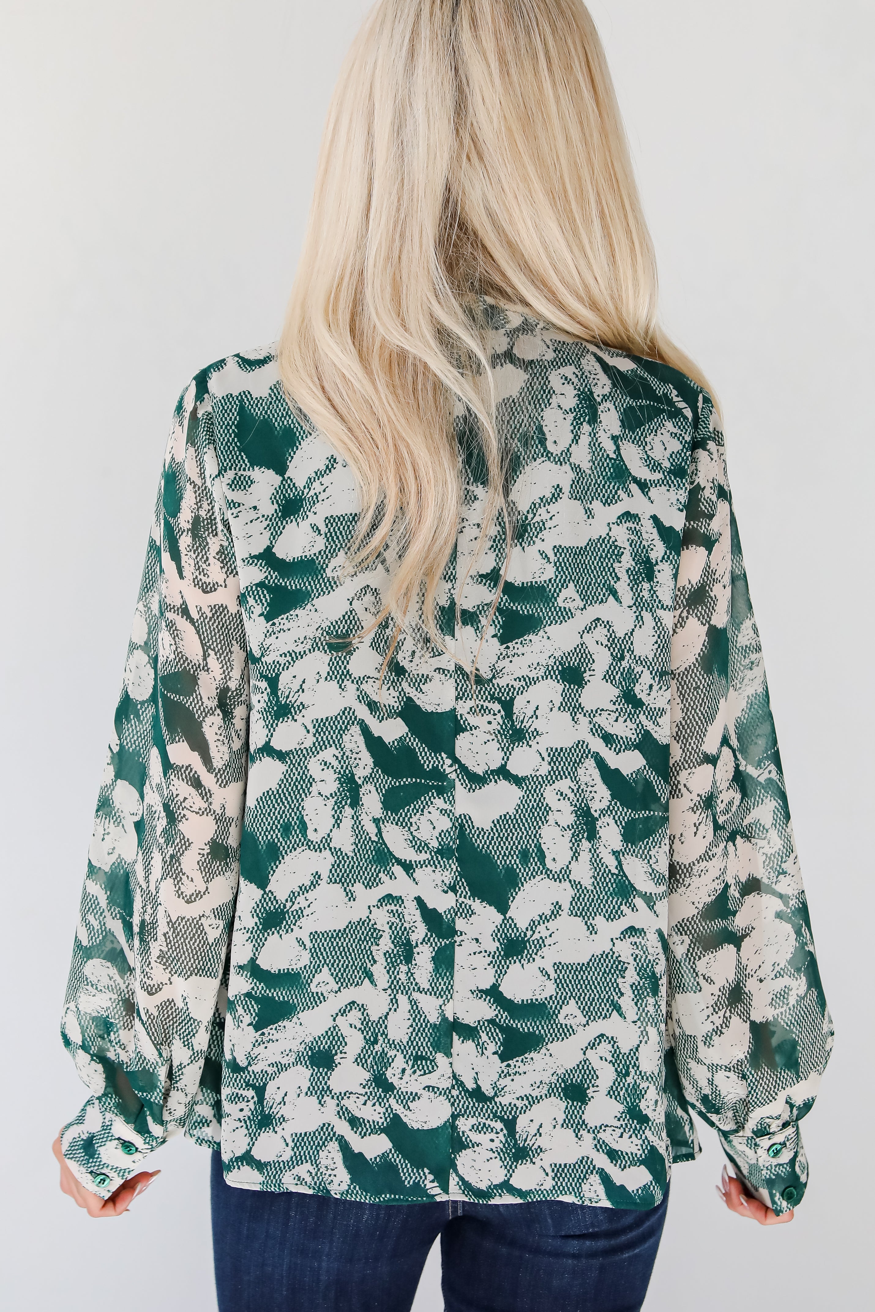 Convincing Choice Hunter Green Floral Blouse