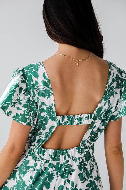 womens Green Floral Midi Dress