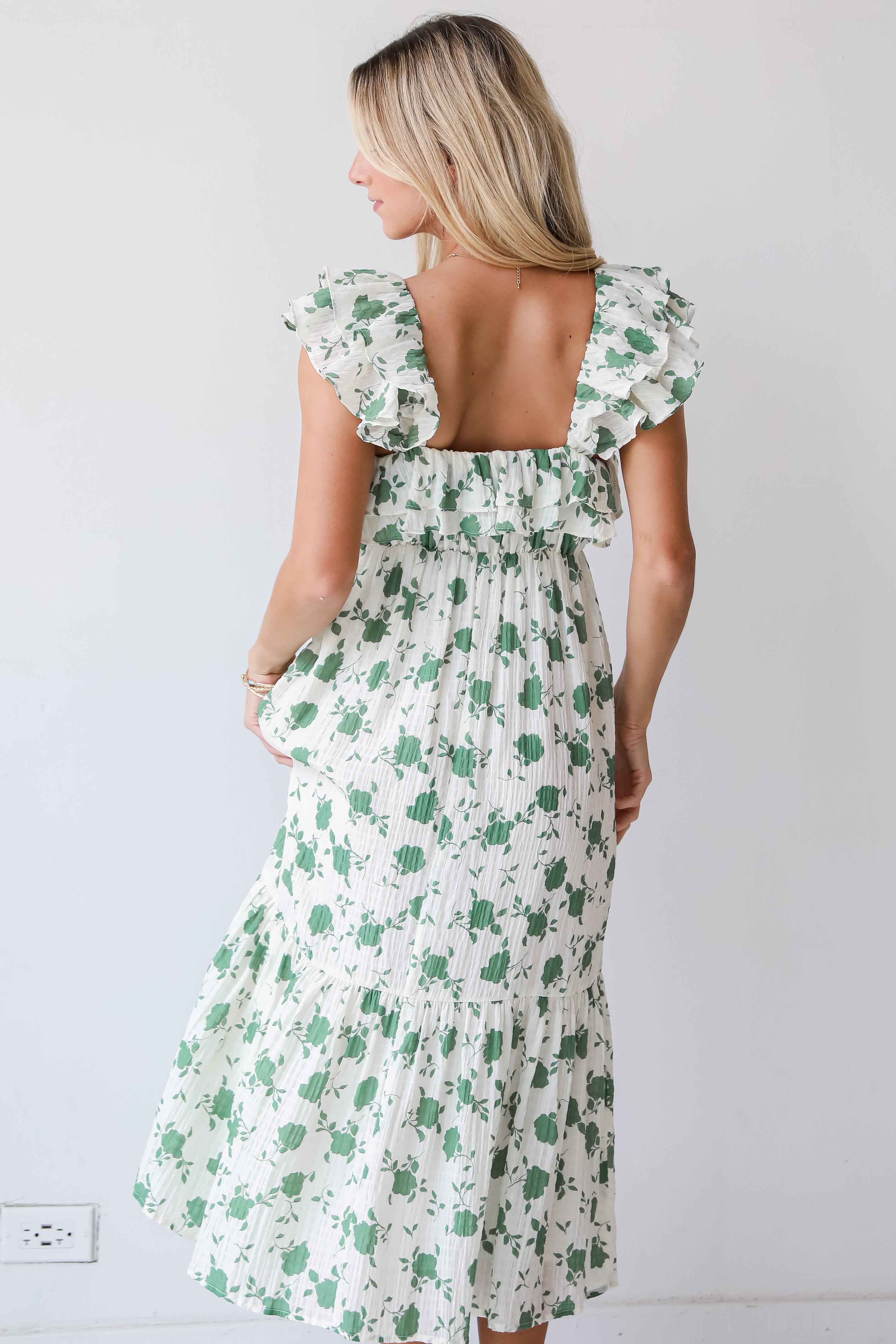 Fabulous Darling Green Floral Midi Dress