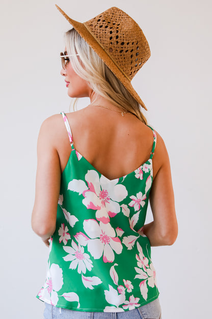 Pleasant Sweetness Kelly Green Floral Tank