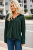 Hunter Green Waffle Knit Henley Top